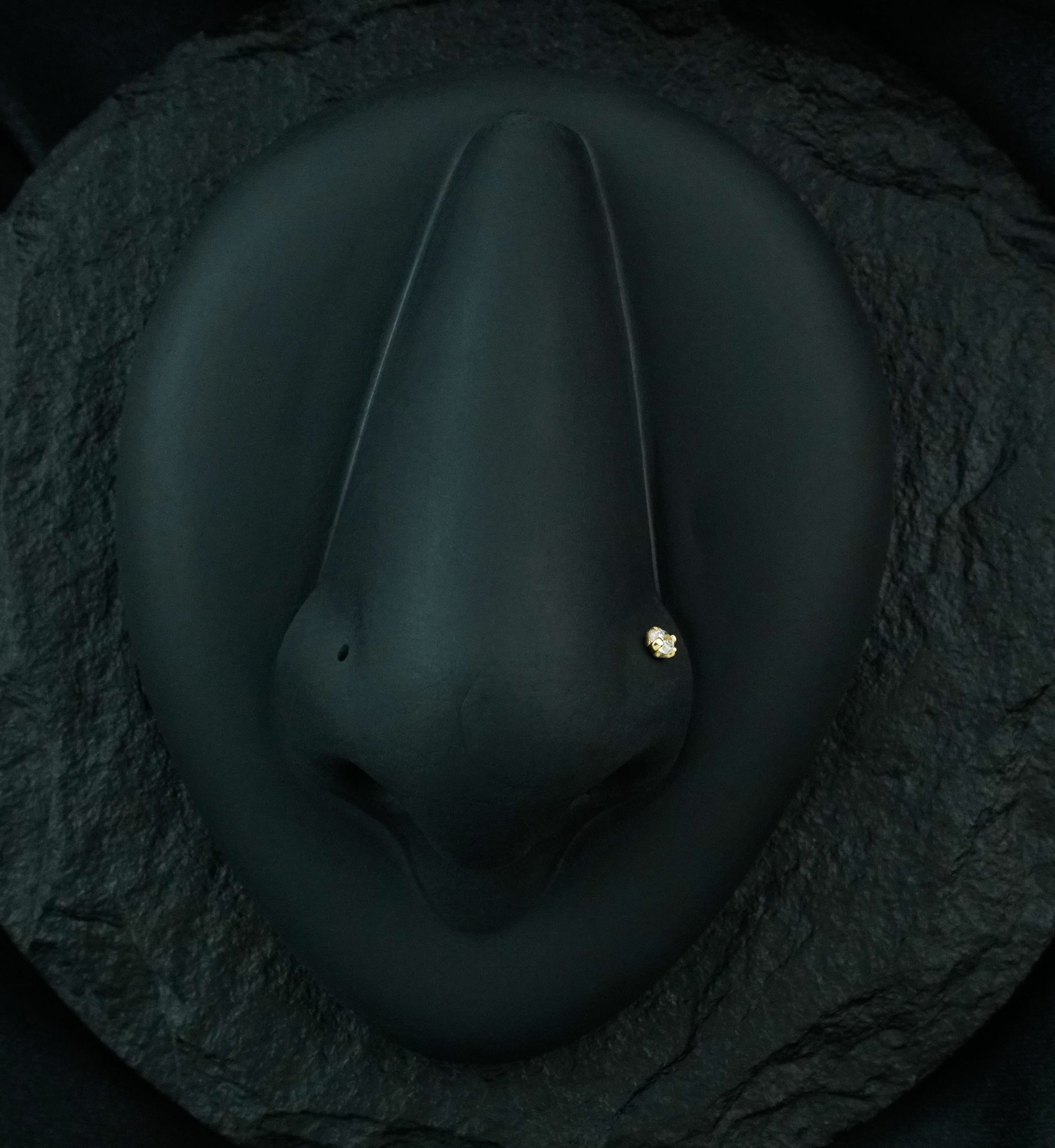 Clear CZ 14kt Gold L Bend Nose Ring