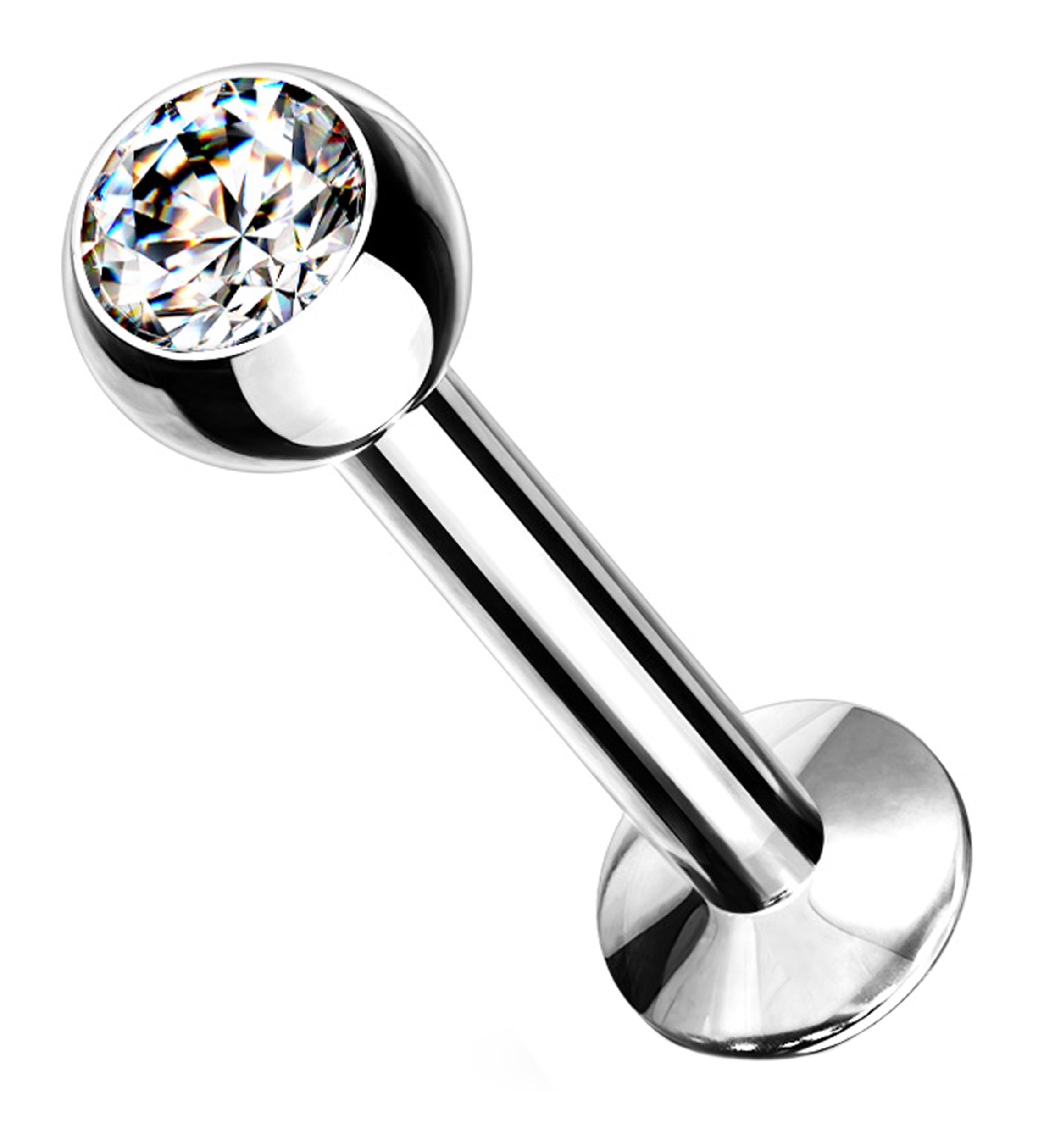 Clear CZ Gem Steel Flatback Labret