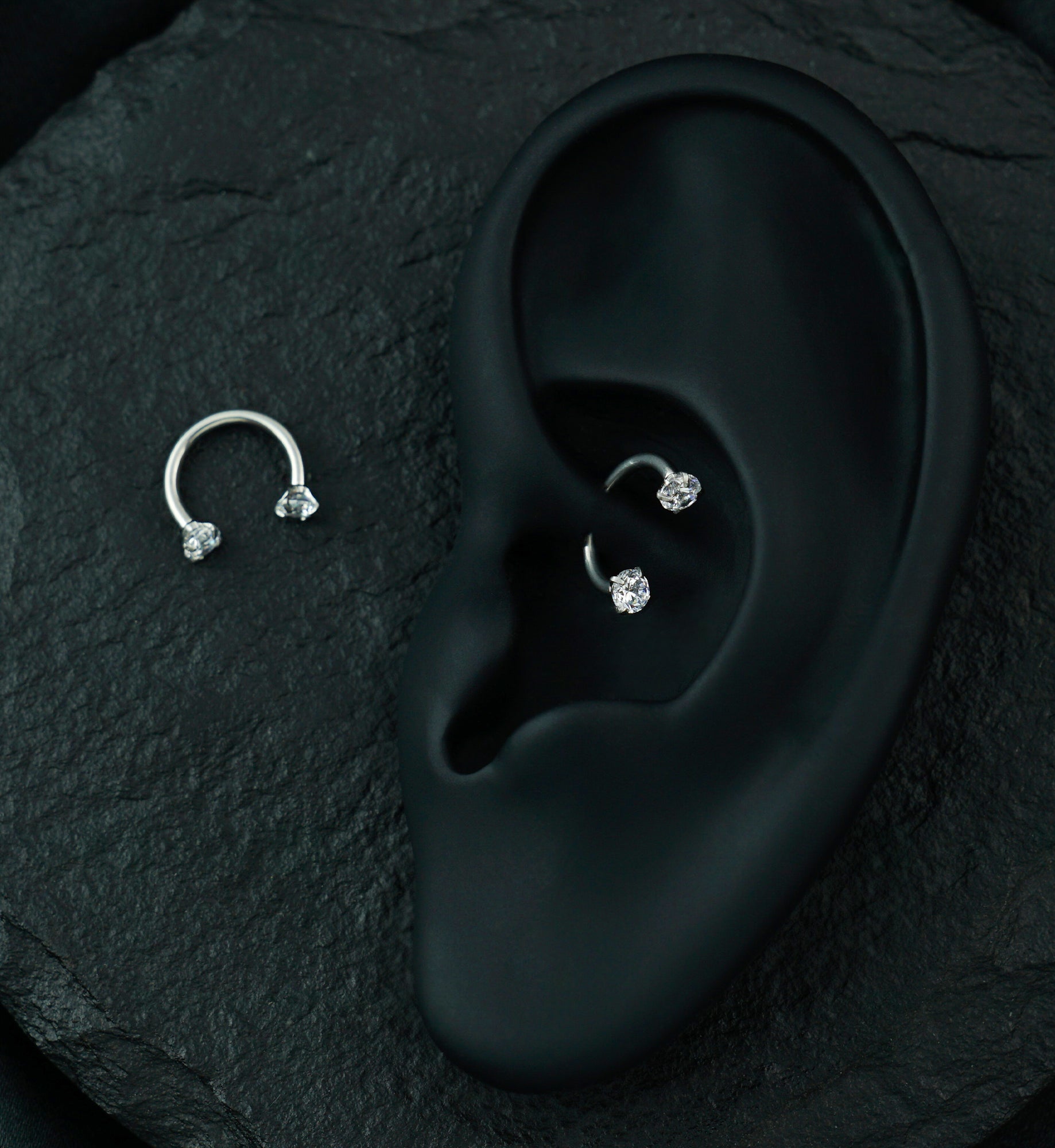 Clear CZ Prong Set Circular Barbell