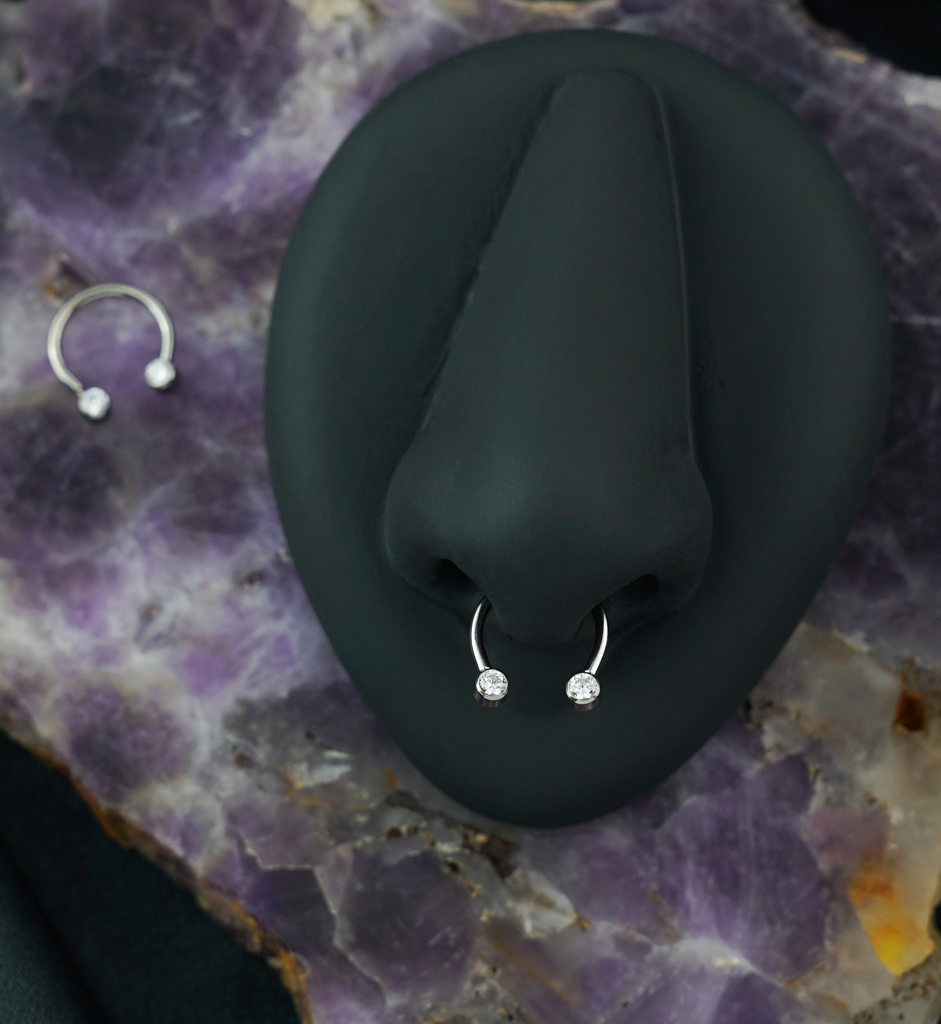 Clear CZ Threadless Titanium Circular Barbell