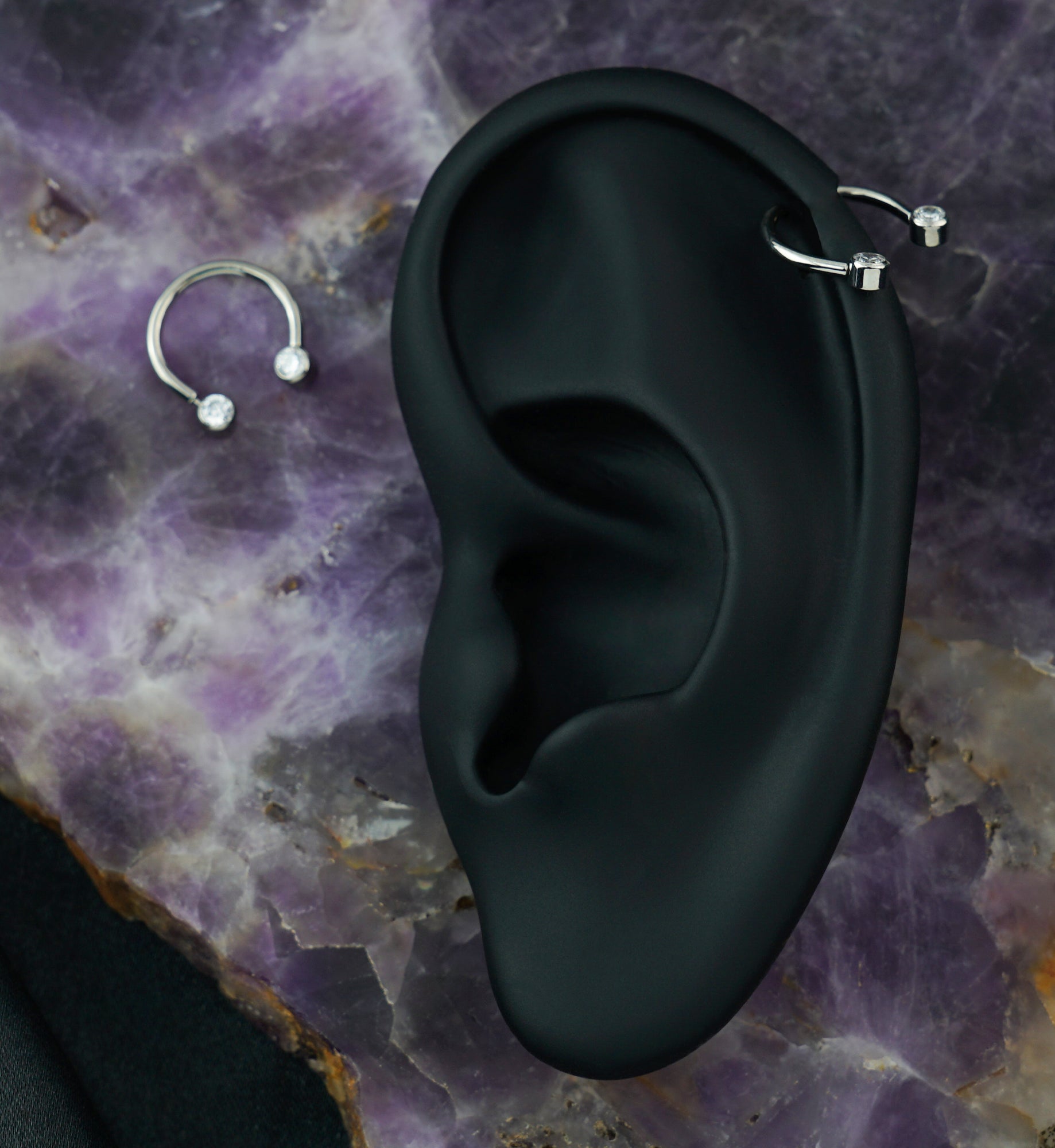 Clear CZ Threadless Titanium Circular Barbell