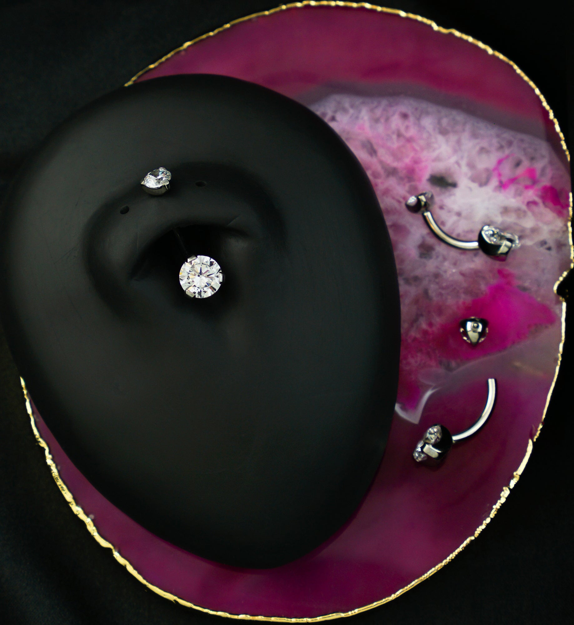 Clear CZ Titanium Belly Button Ring