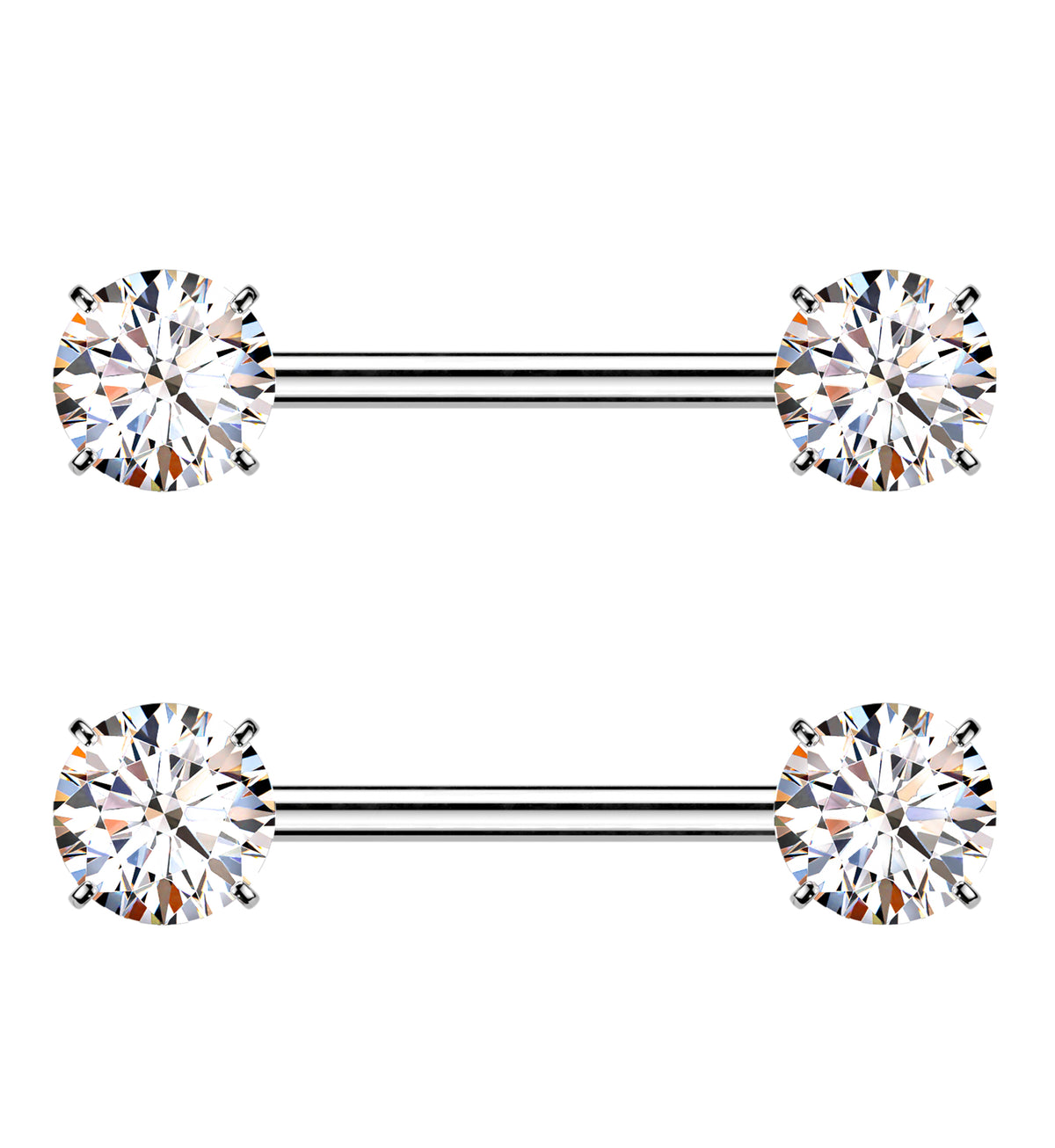 Clear CZ Titanium Threadless Nipple Barbells