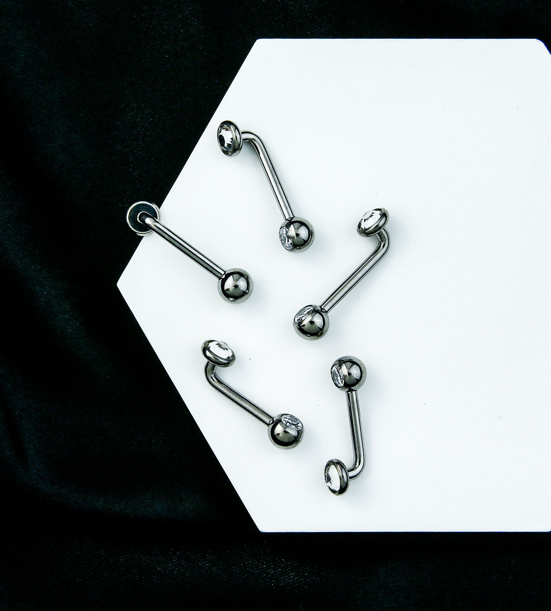 Clear CZ Vertical Clitoral Hood Internally Threaded Titanium Barbell