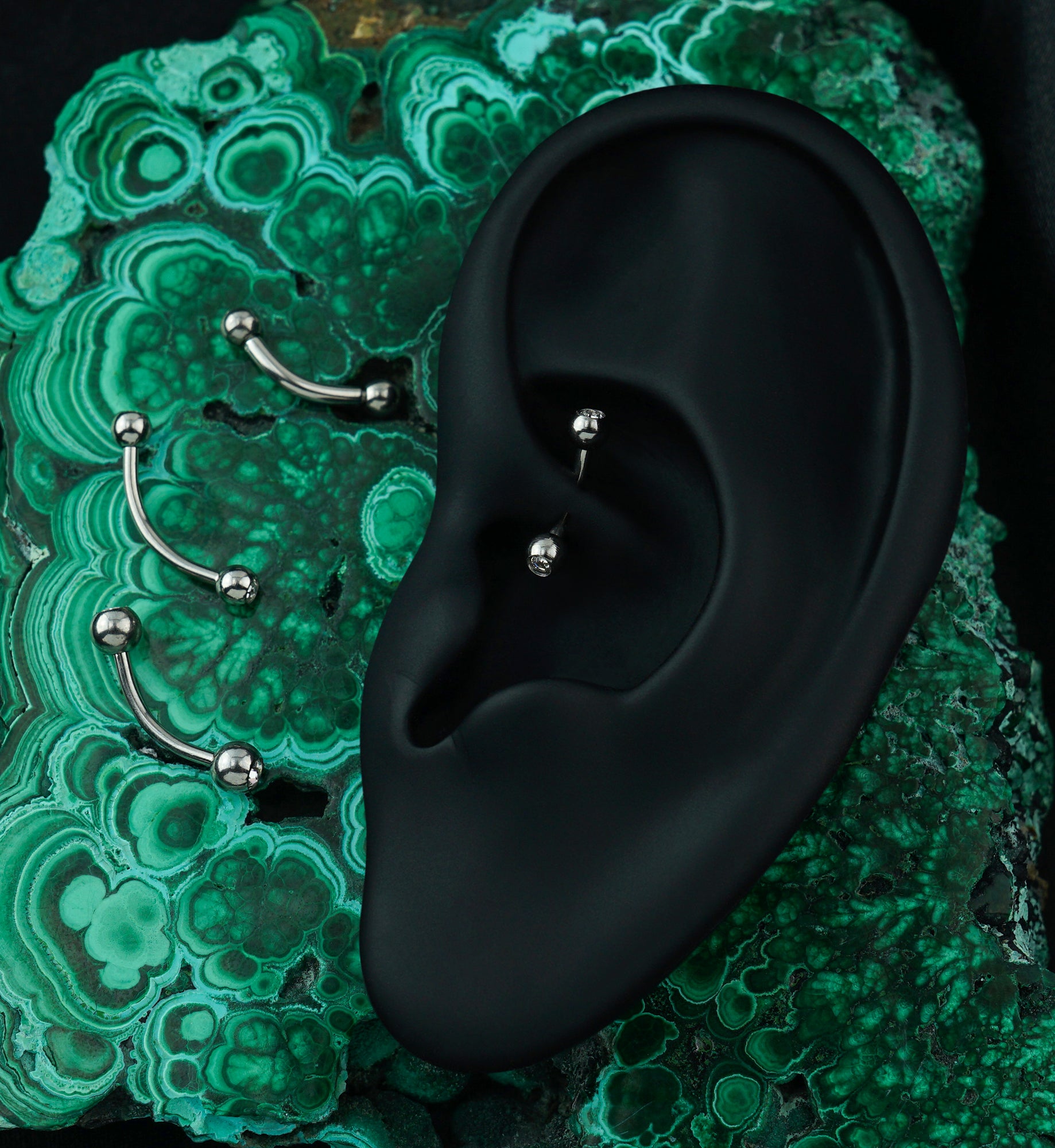 Clear Double CZ Stainless Steel Curved Barbell