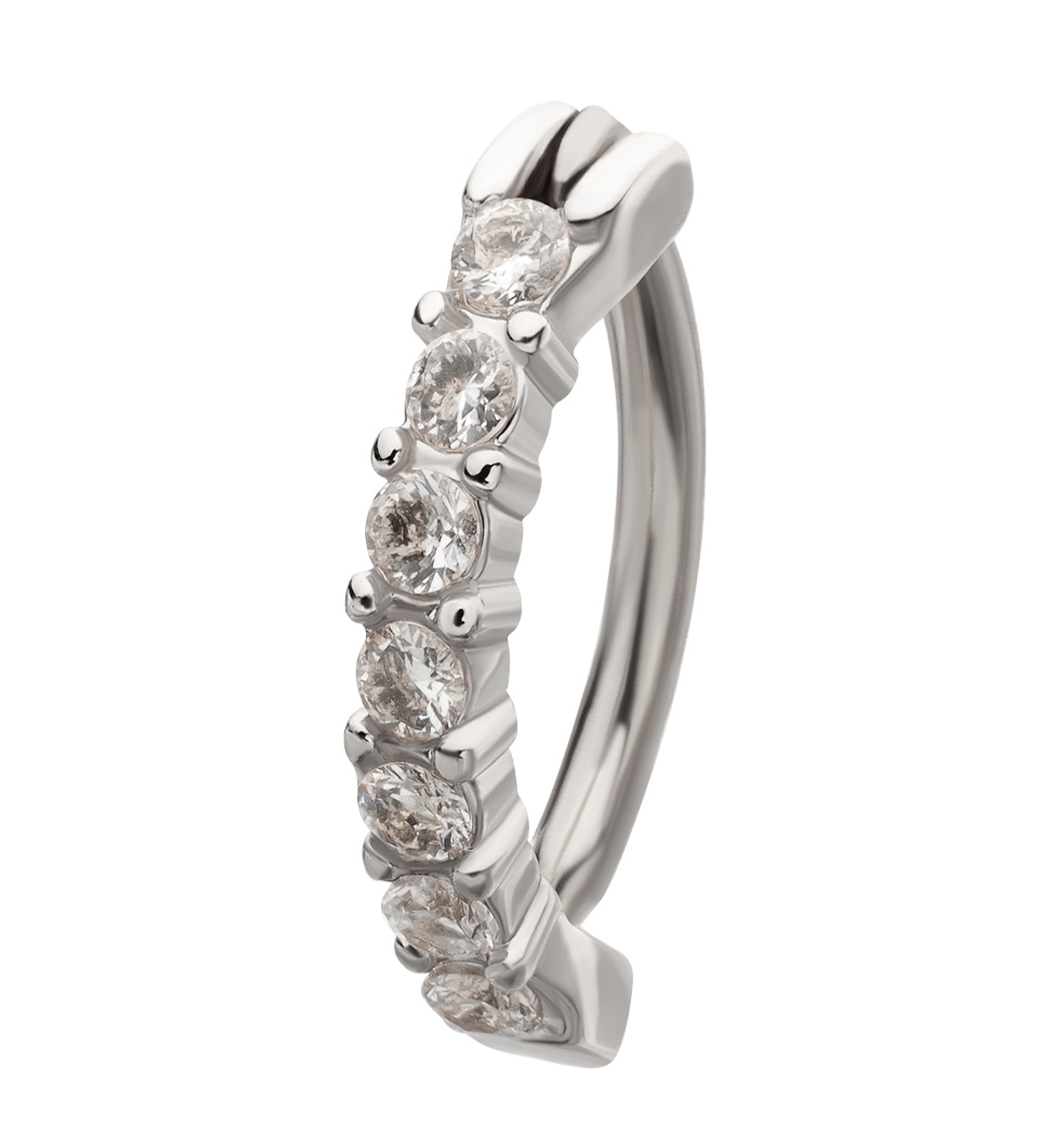 Clear Prong CZ Stainless Steel Hinged Belly Button Ring