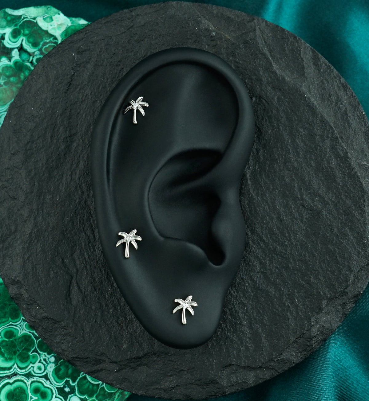 Coastal Palm Clear CZ Titanium Threadless Top