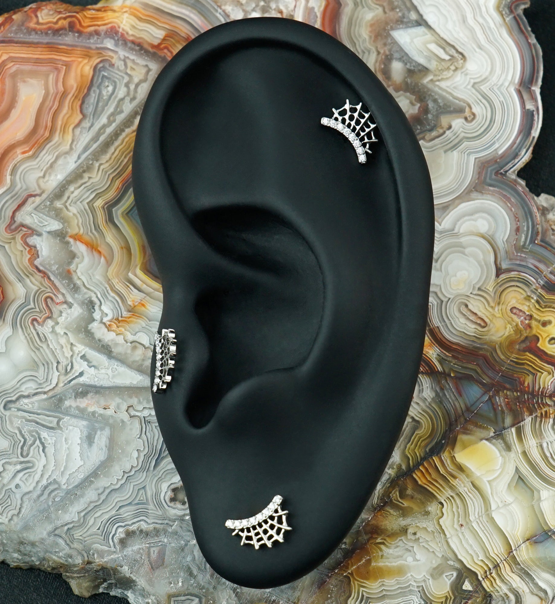 Cobweb CZ Titanium Threadless Top