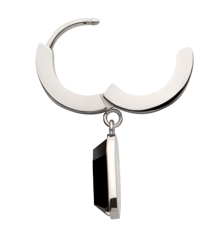 Coffin Black CZ Stainless Steel Hoop Huggie Earrings