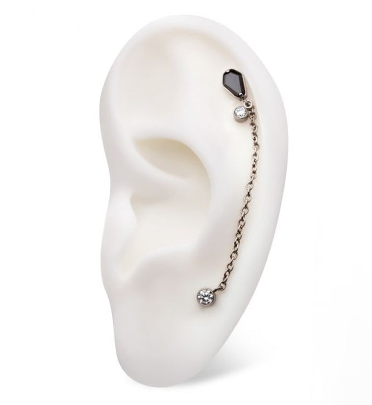 Coffin Black CZ Titanium Threadless Connector Chain Tops