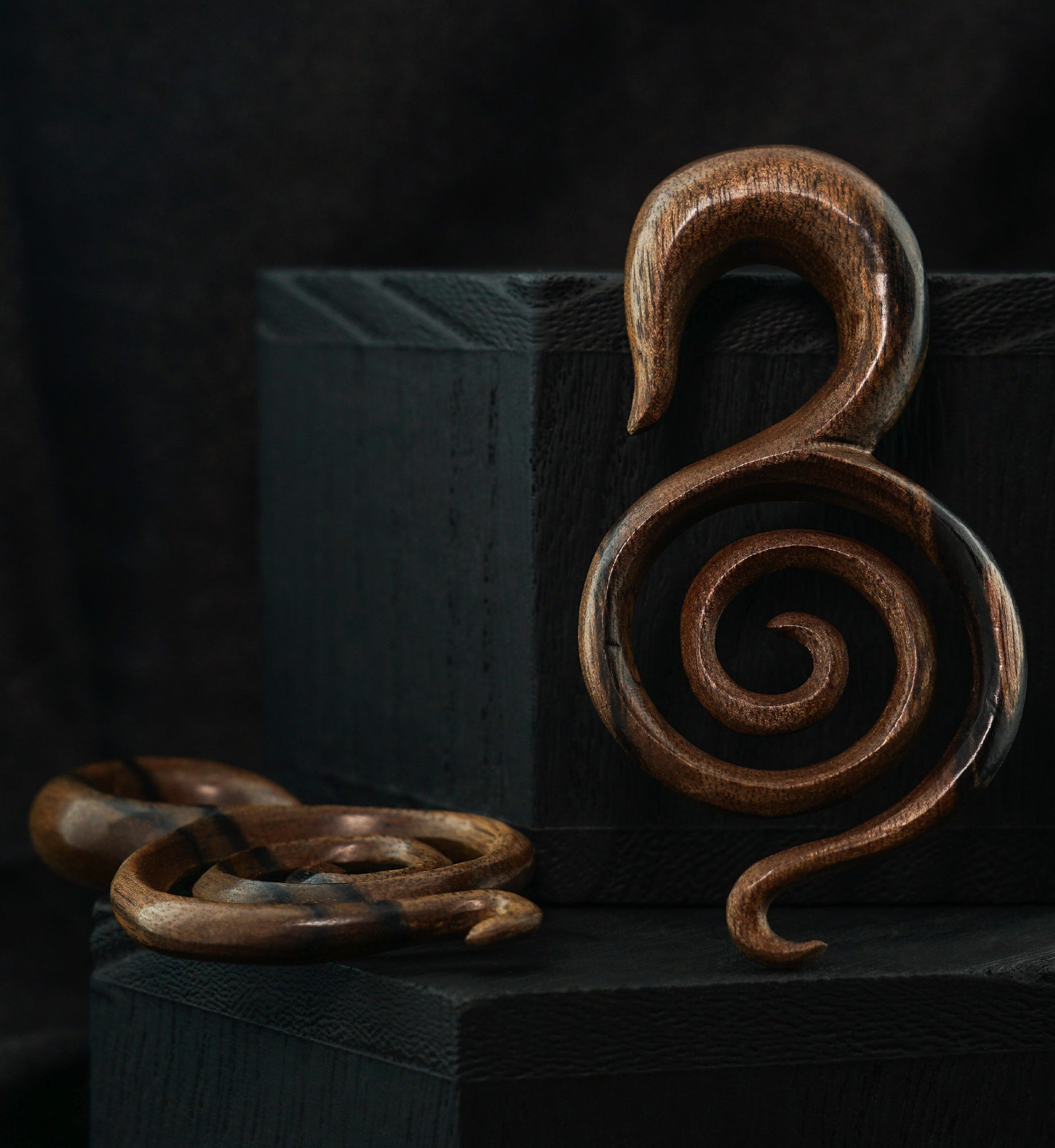 Coil Spiral Areng Wood Hangers