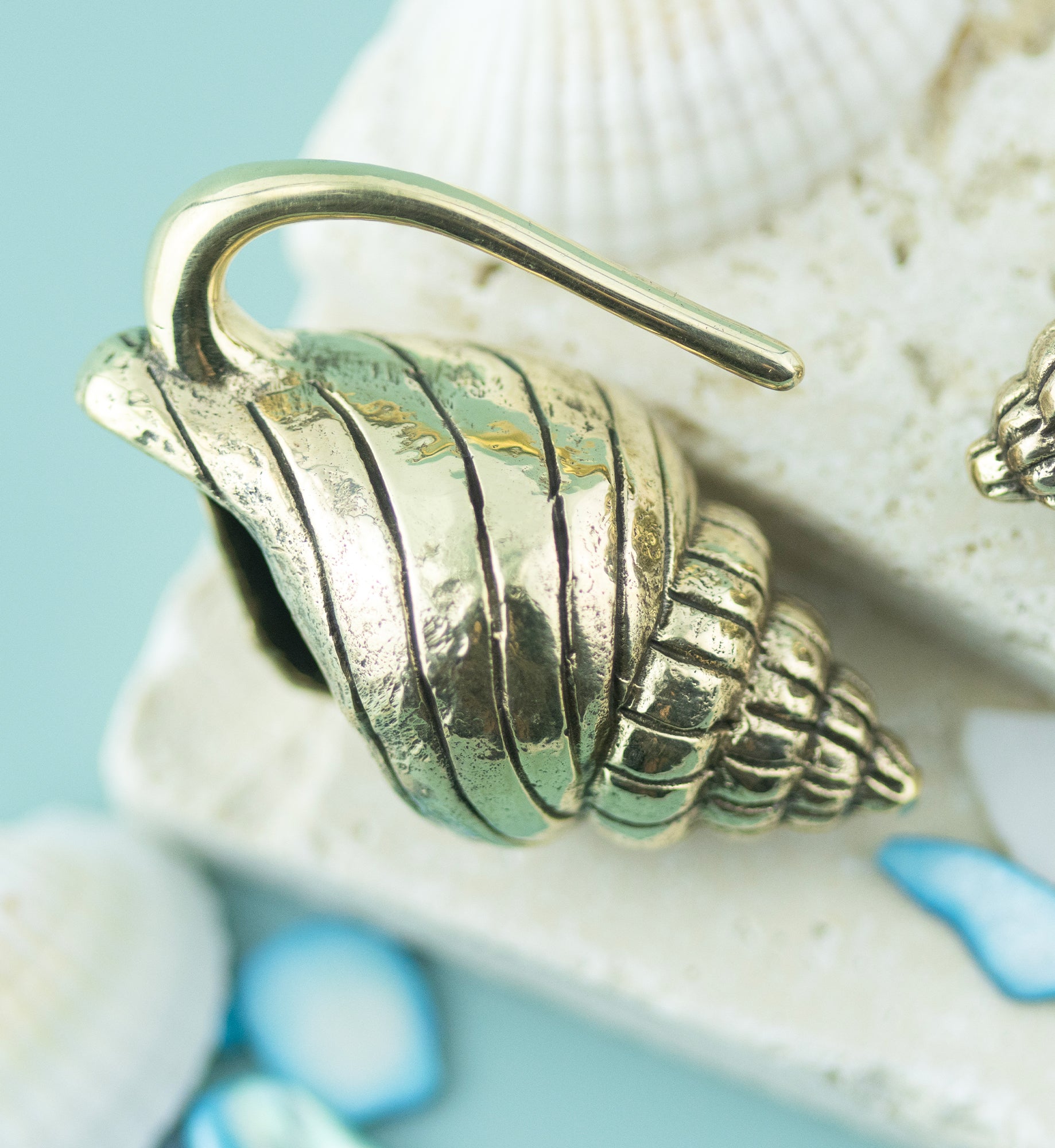 Conch Shell Brass Ear Weights