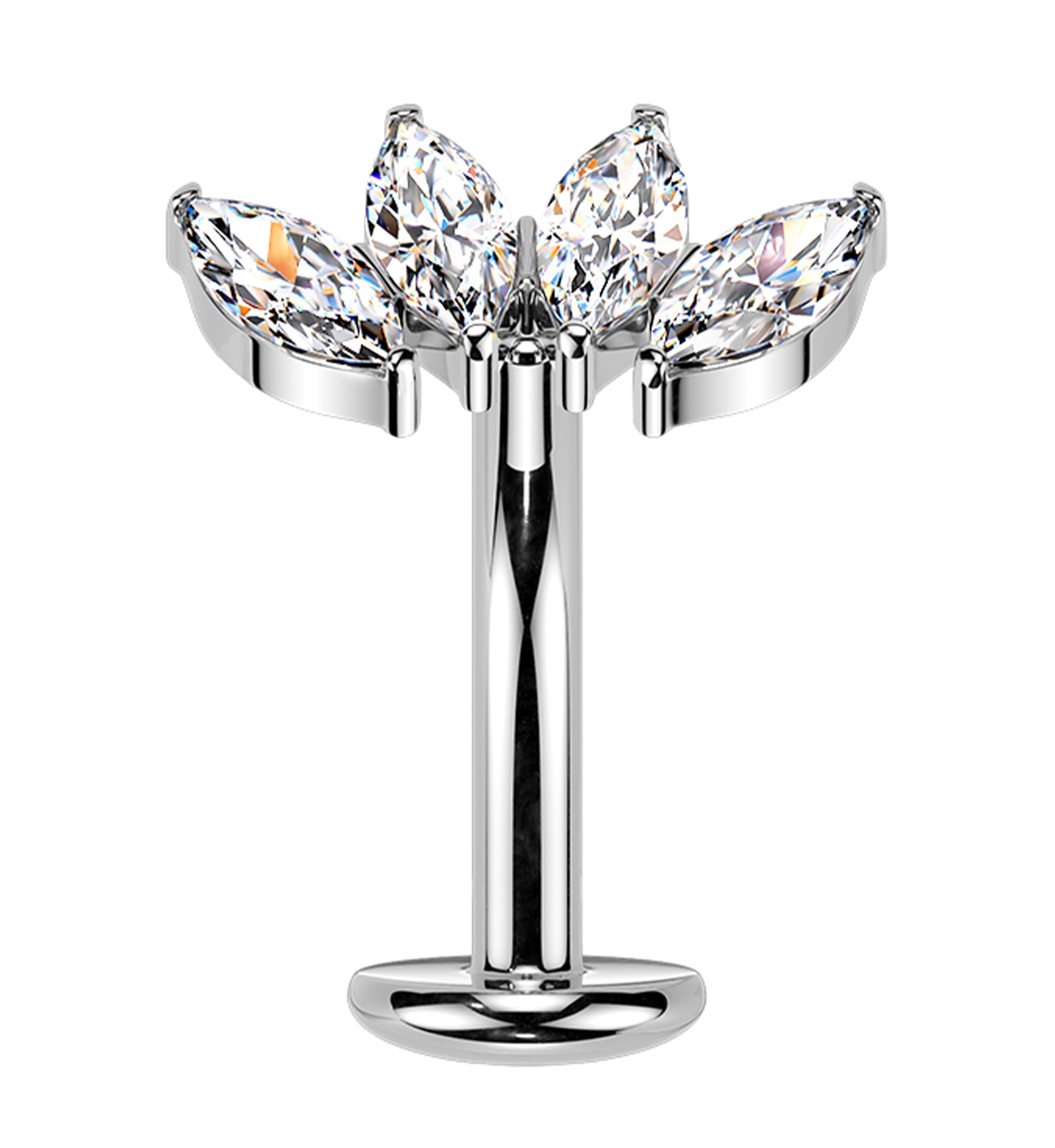 Contessa Clear CZ Prong Titanium Threadless Floating Belly Button Ring