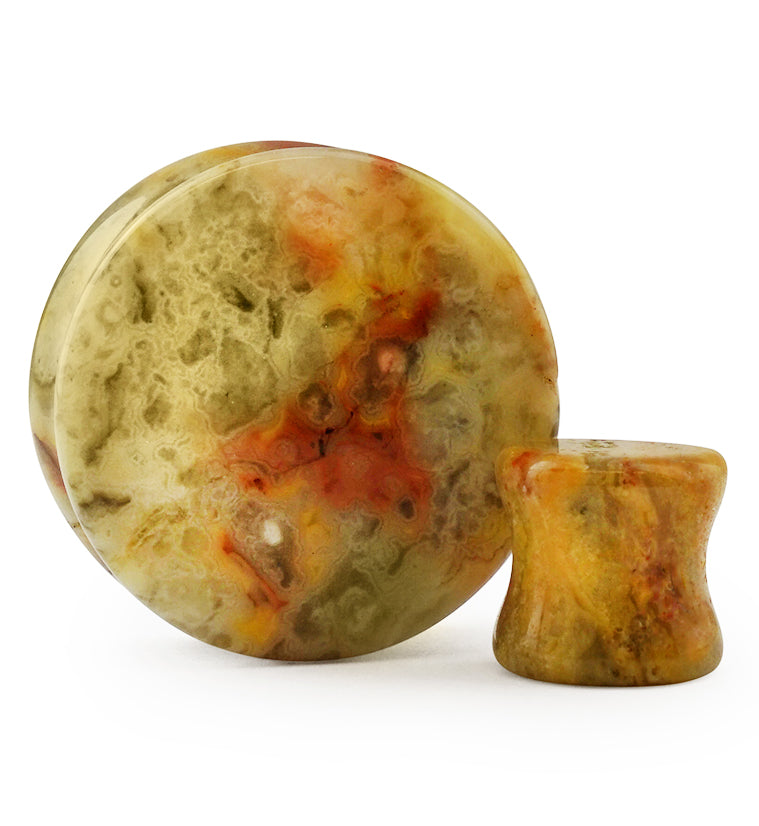 Crazy Lace Agate Stone Plugs