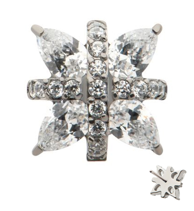 Cross Marquise Clear CZ Titanium Threadless Top