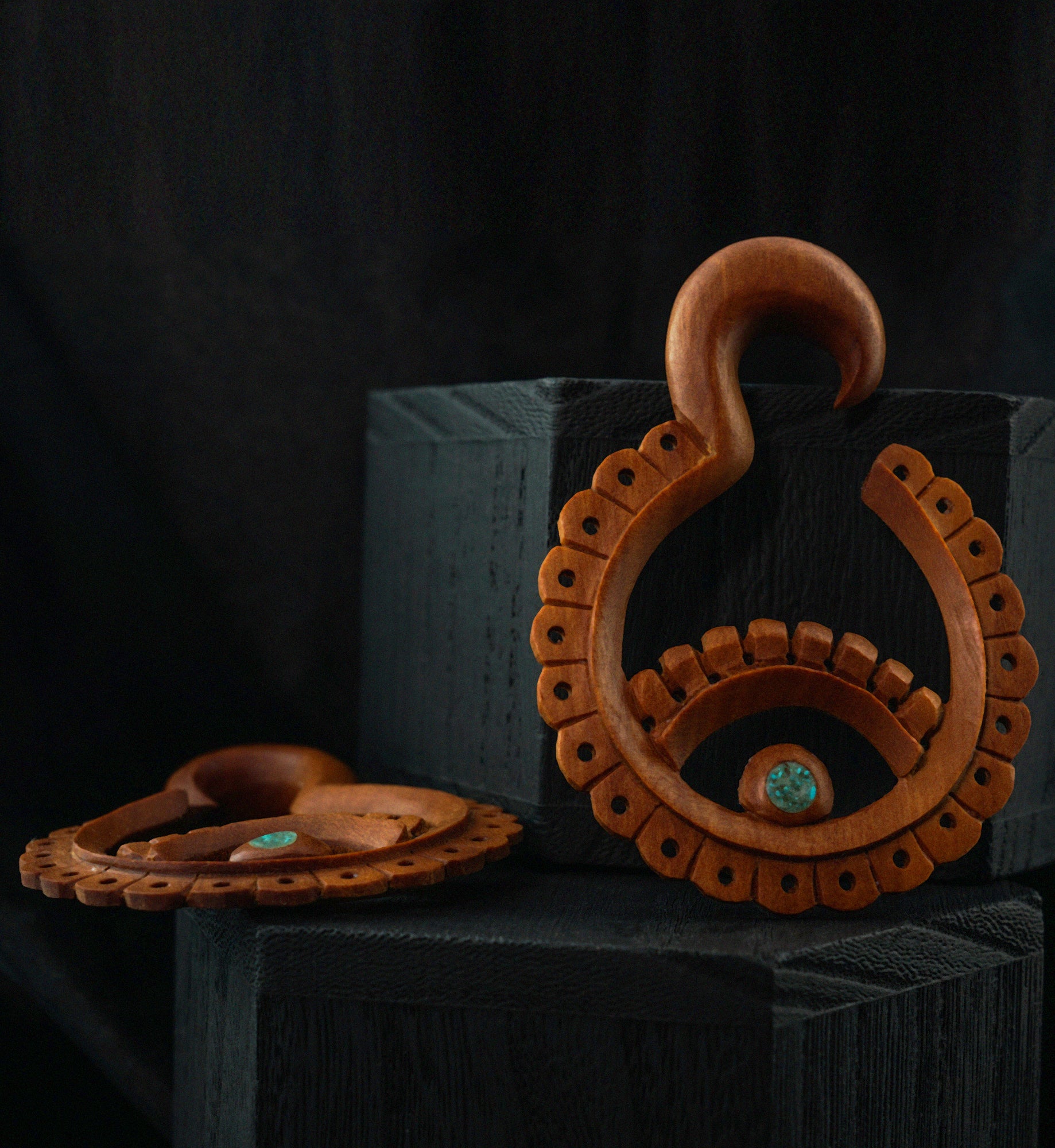 Crushed Turquoise Inlay Floral Hangers