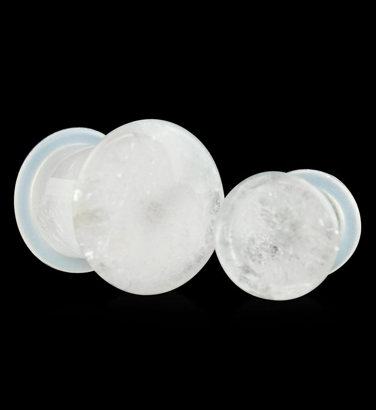 Crystal Quartz Stone Plugs - Single Flare