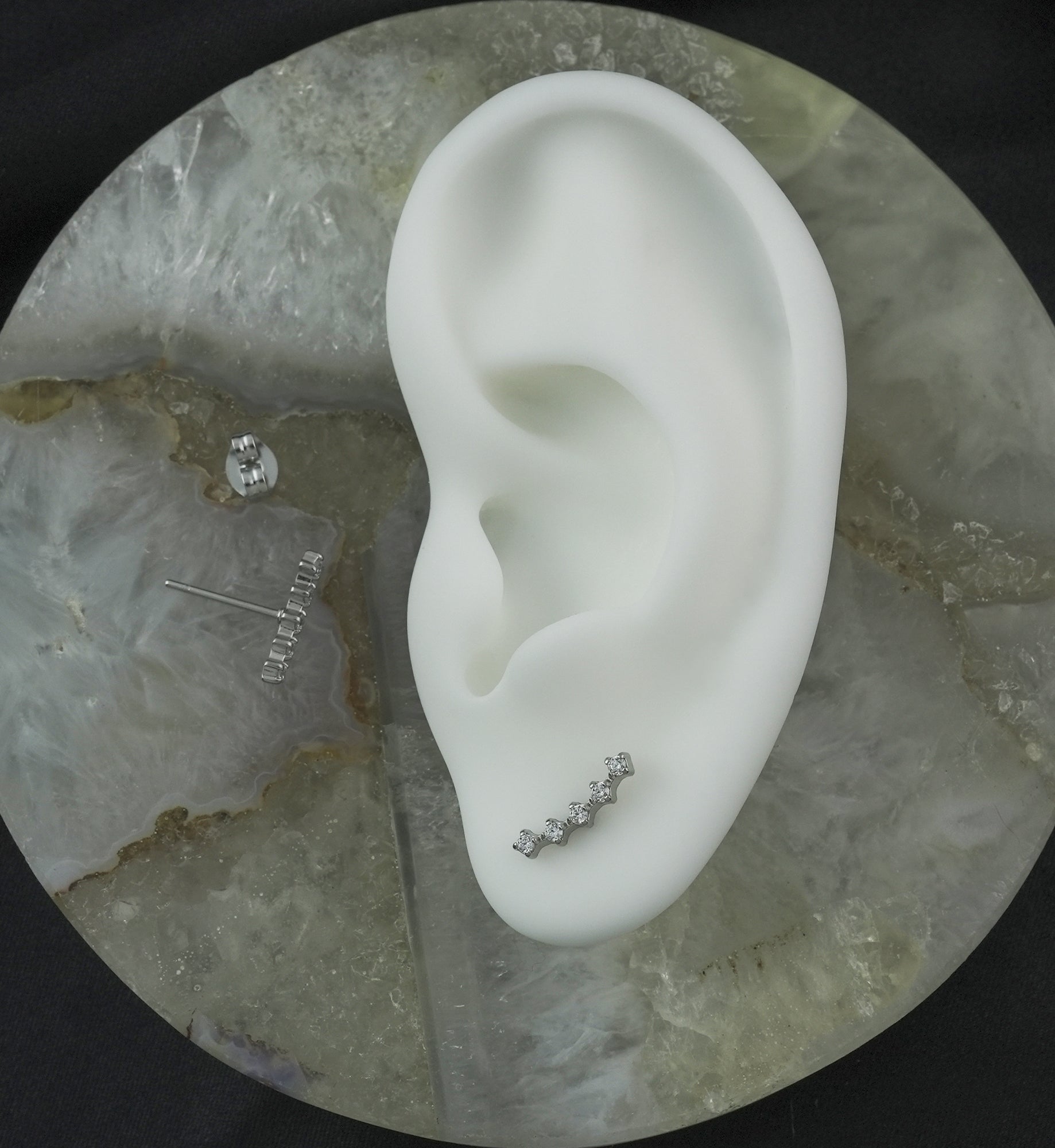 Curve Clear CZ Stainless Steel Stud Earrings