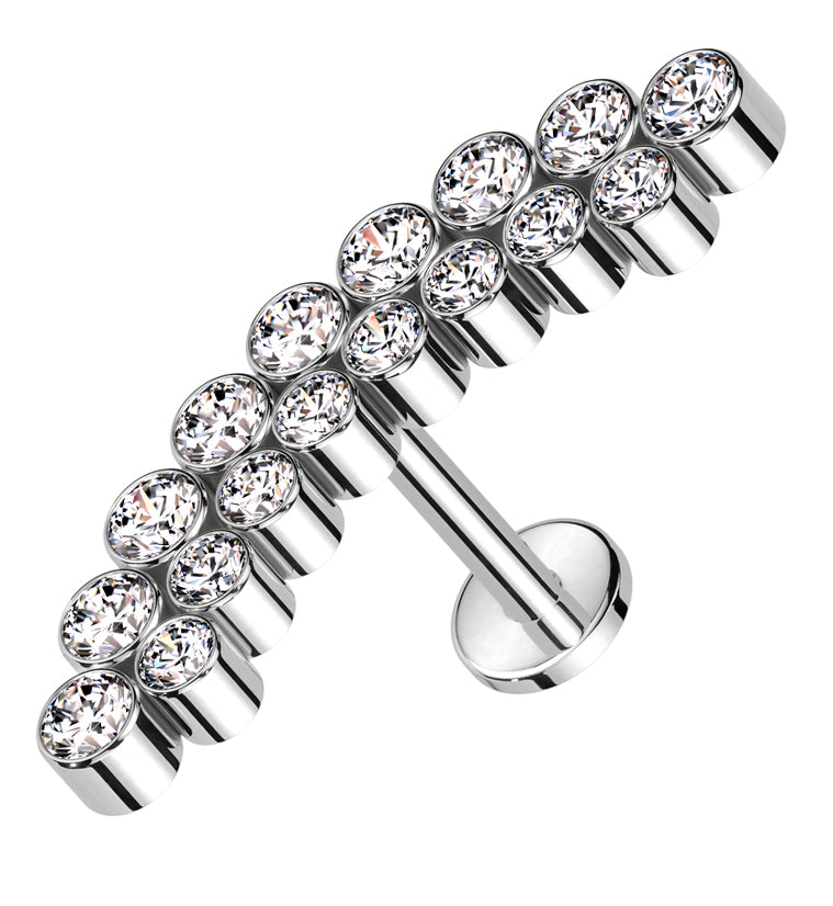 Curve Double Row Bezel CZ Titanium Internally Threaded Labret