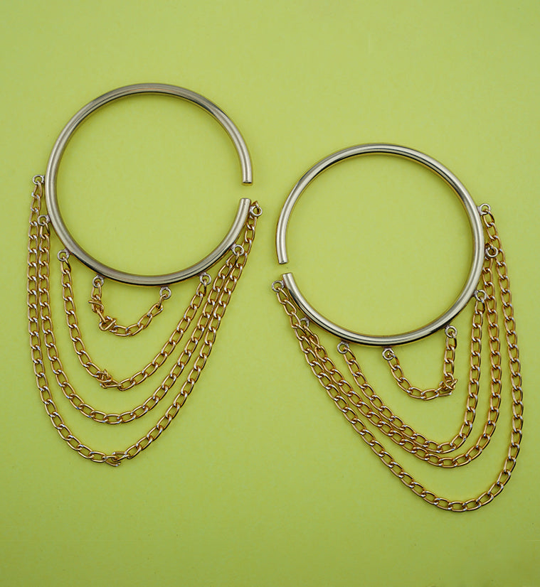 Dangle Chain Brass Hoop Ear Weights