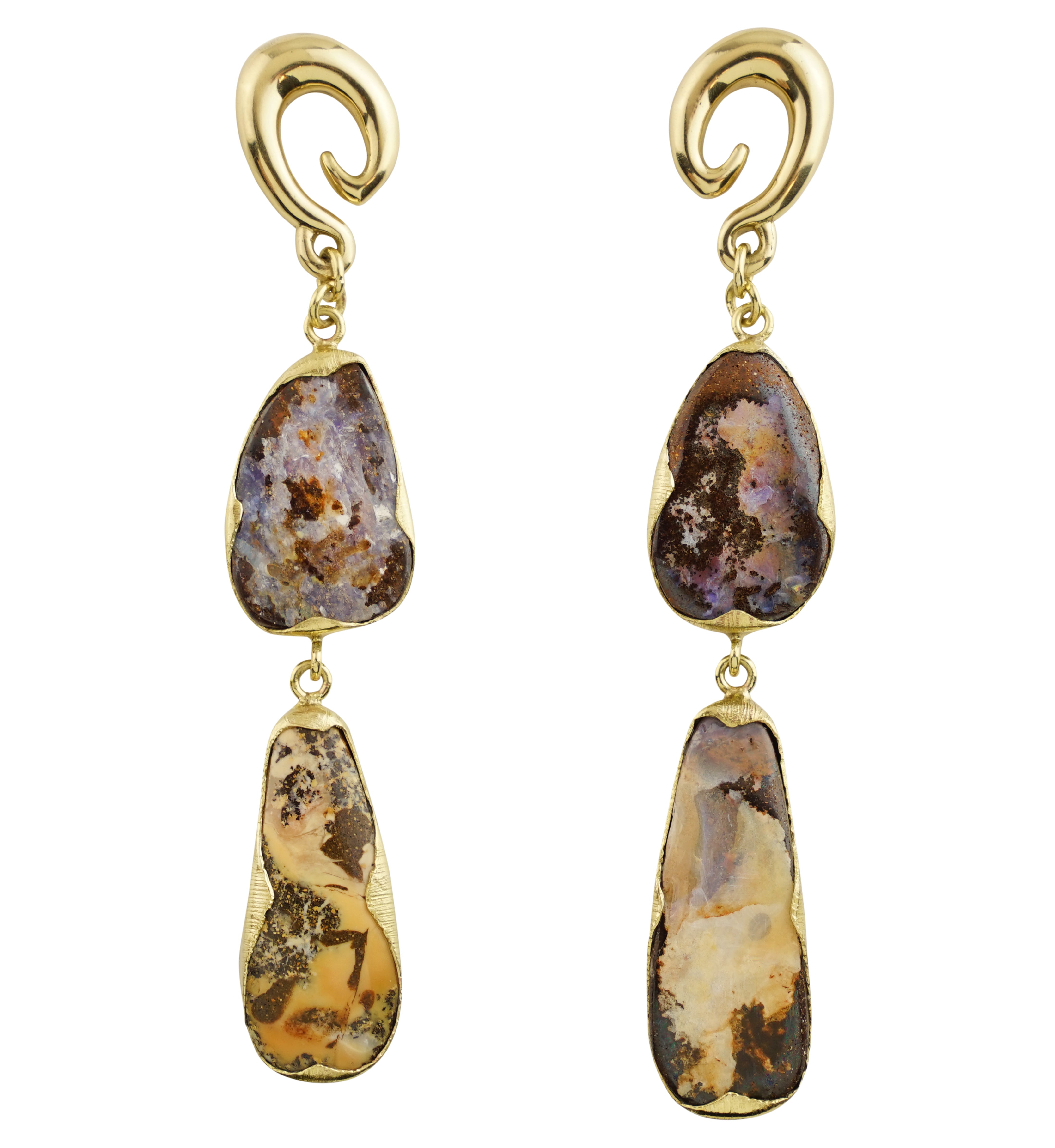 Double Boulder Opal Brass Ear Weights/Hangers Version 2