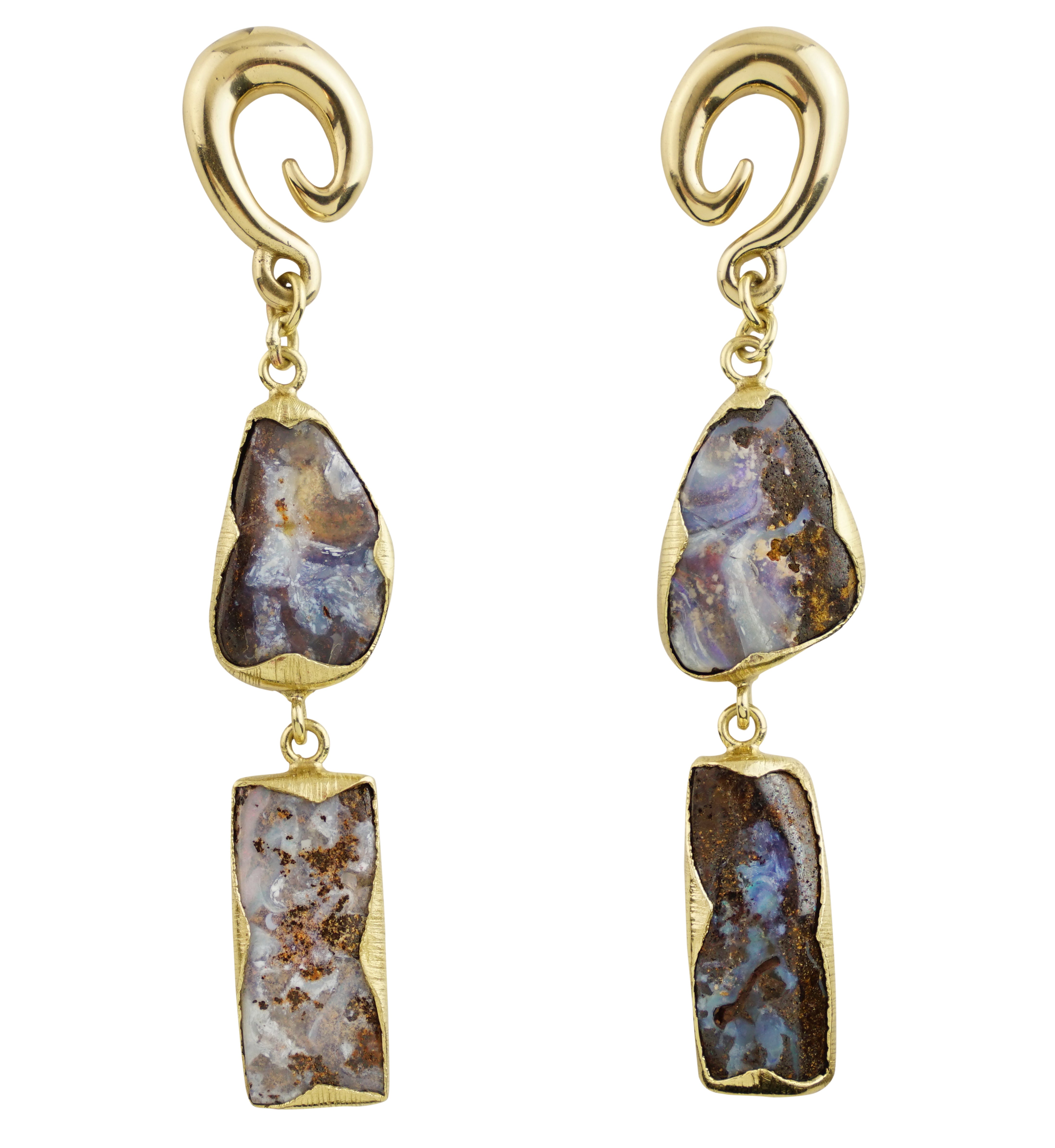 Double Boulder Opal Brass Ear Weights/Hangers Version 8