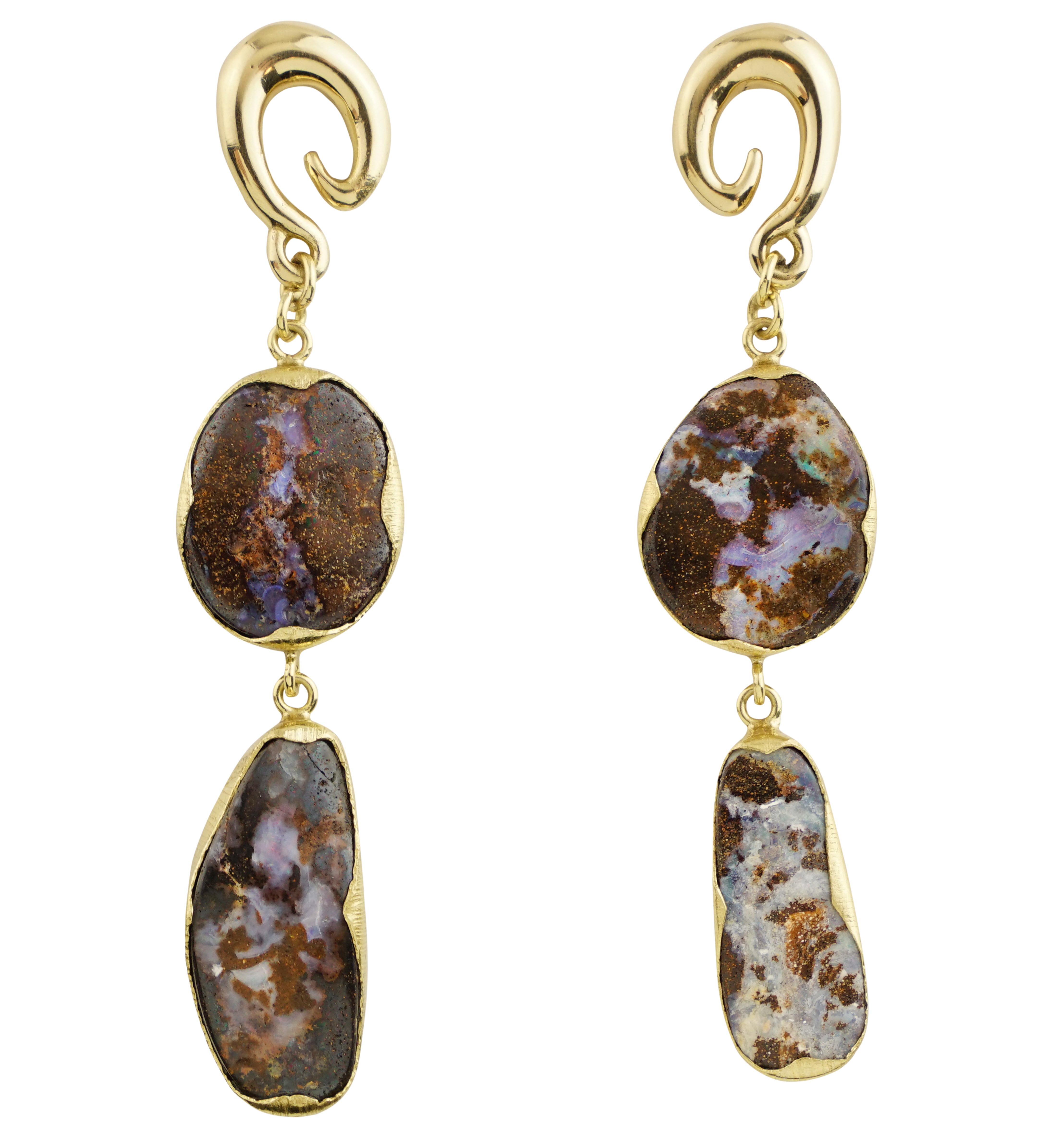 Double Boulder Opal Brass Ear Weights/Hangers Version 9