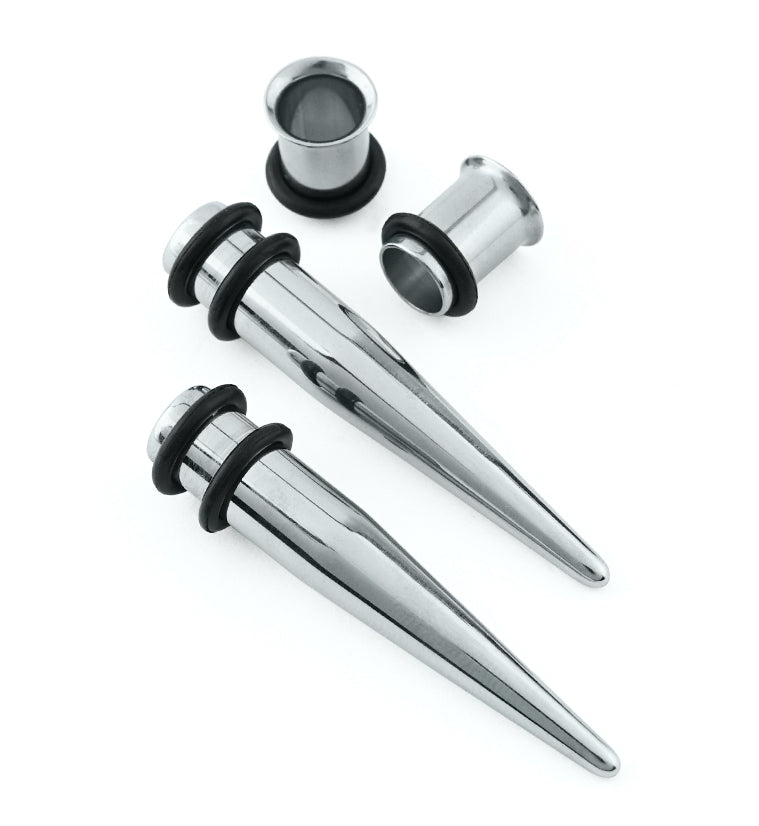 Double Stainless Steel Taper & Tunnel Ear Stretching Kit (4 pieces)