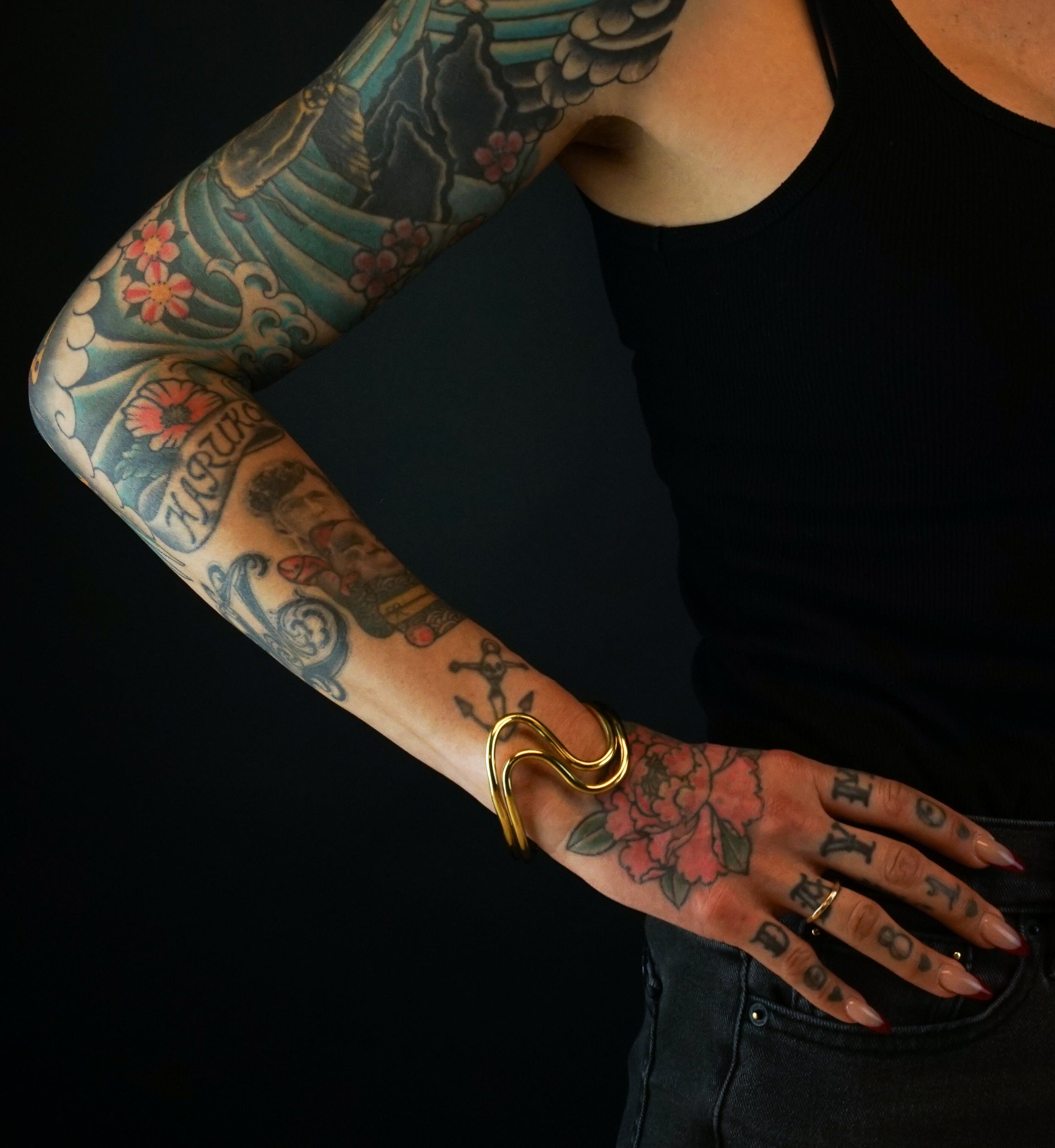 Double Swerve Brass Bangle