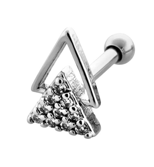 Double Triangle CZ Cartilage Barbell