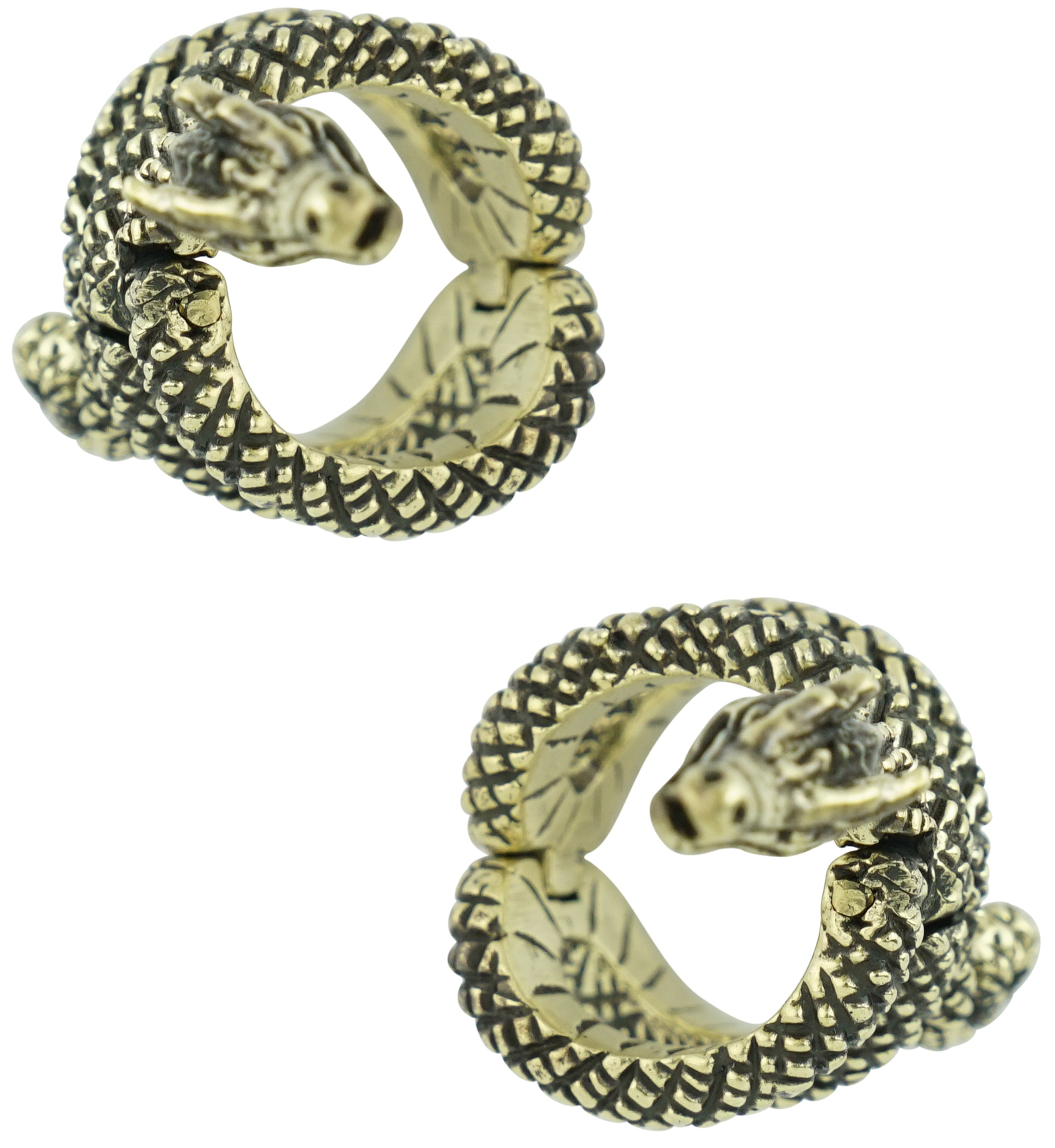 Dragon Wrap Brass Hinged Stretched Ear Cuffs