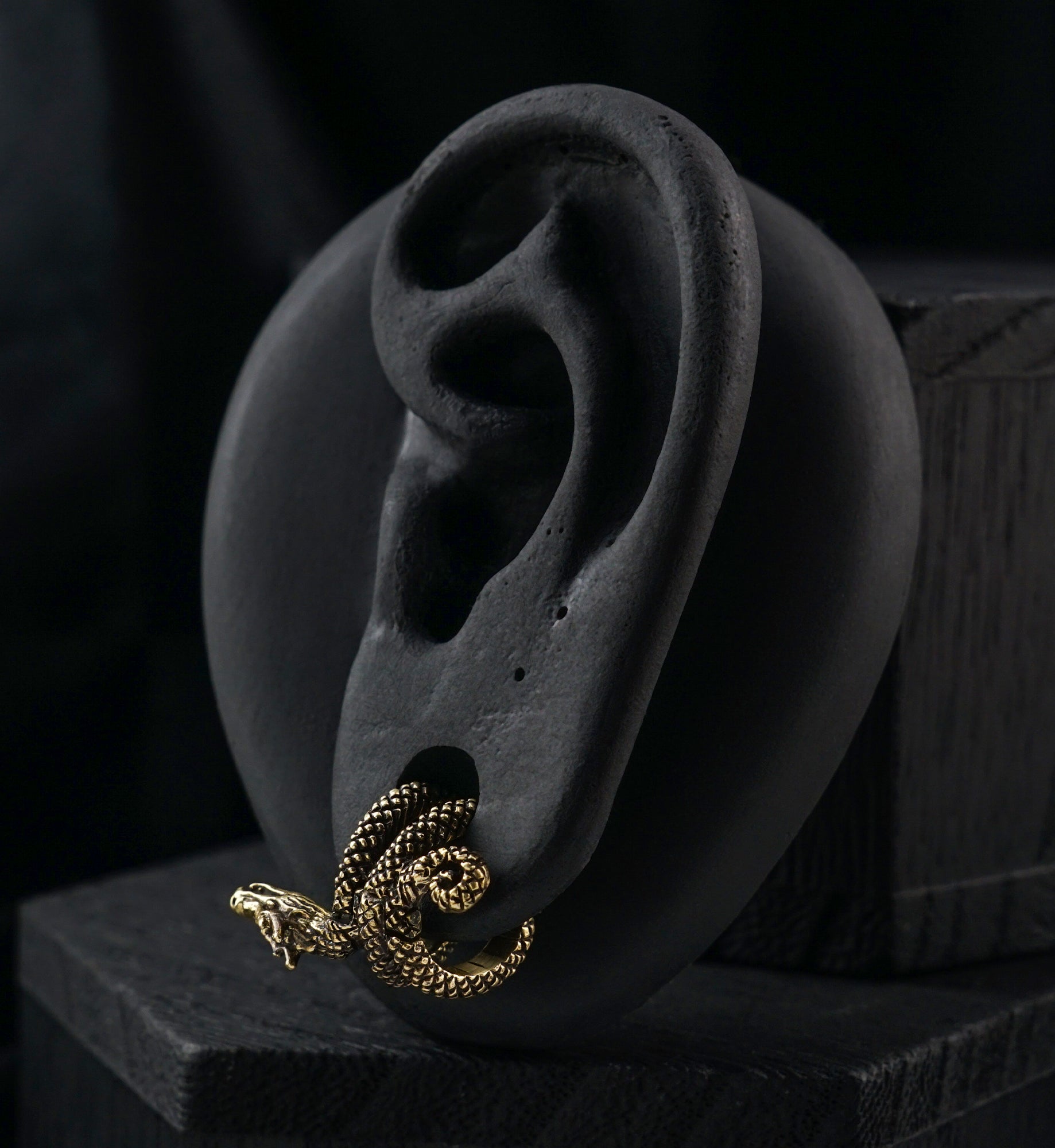Dragon Wrap Brass Hinged Stretched Ear Cuffs