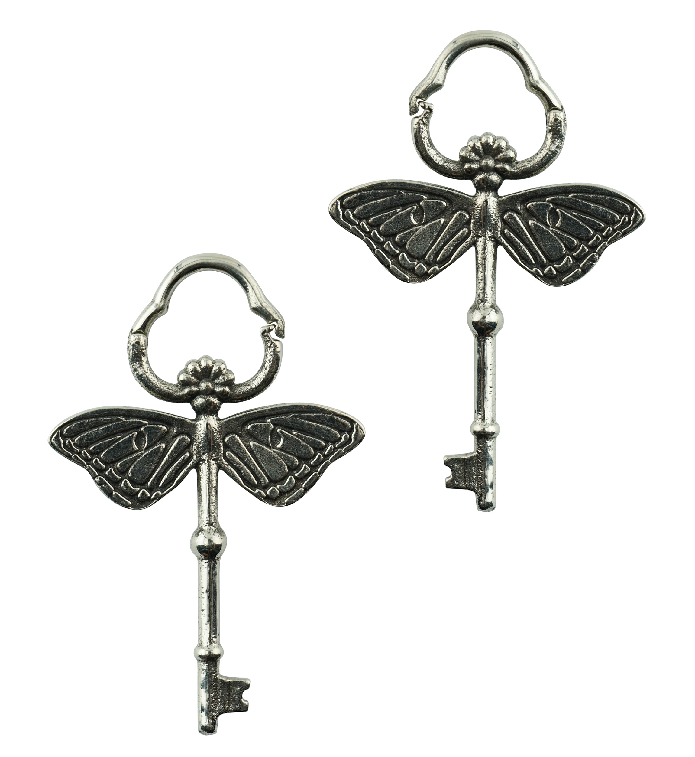 Dragonfly Key White Brass Hinged Ear Weights