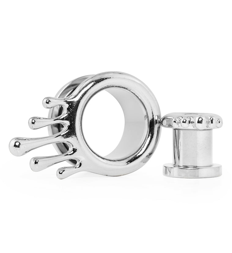 Dripping Stainless Steel Screw Back Tunnel Plugs