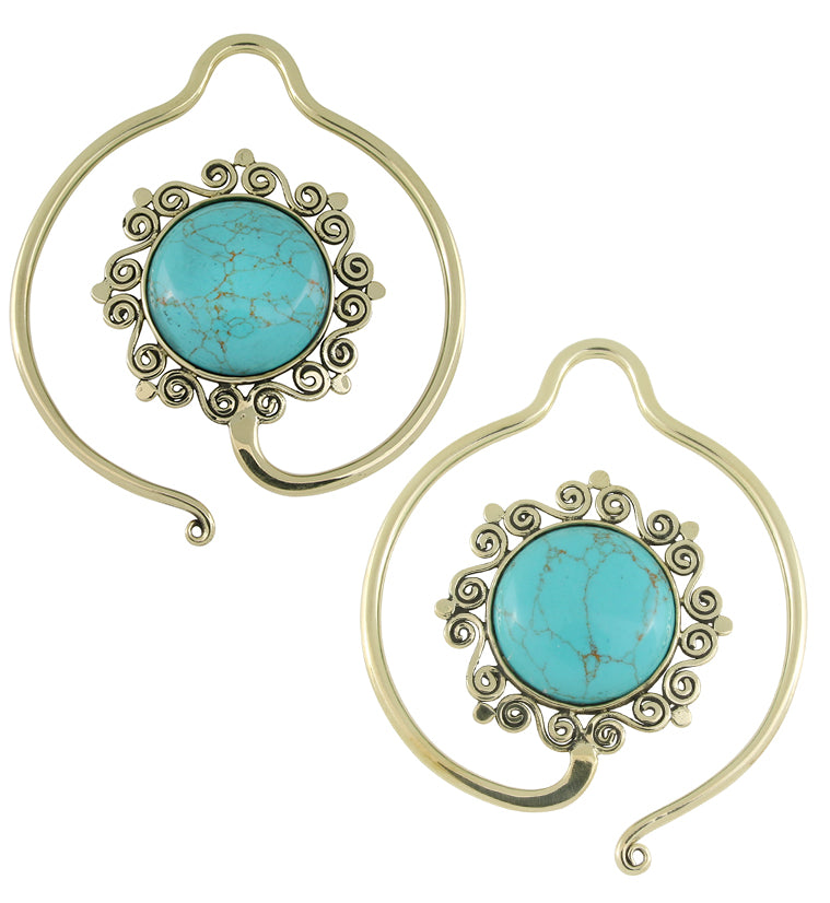 Drop Howlite Turquoise Stone Hoop Ear Weights