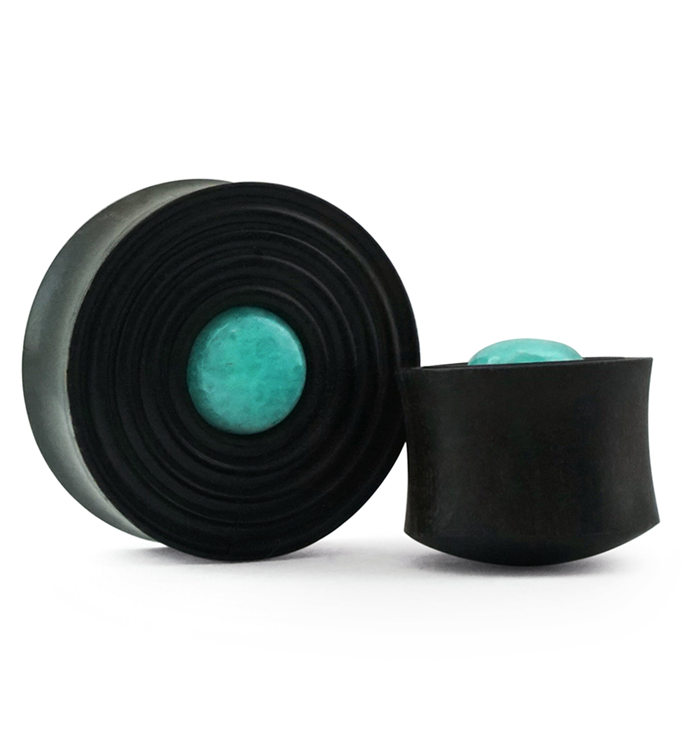 Ecliptic Amazonite Stone Areng Wood Double Flare Plugs