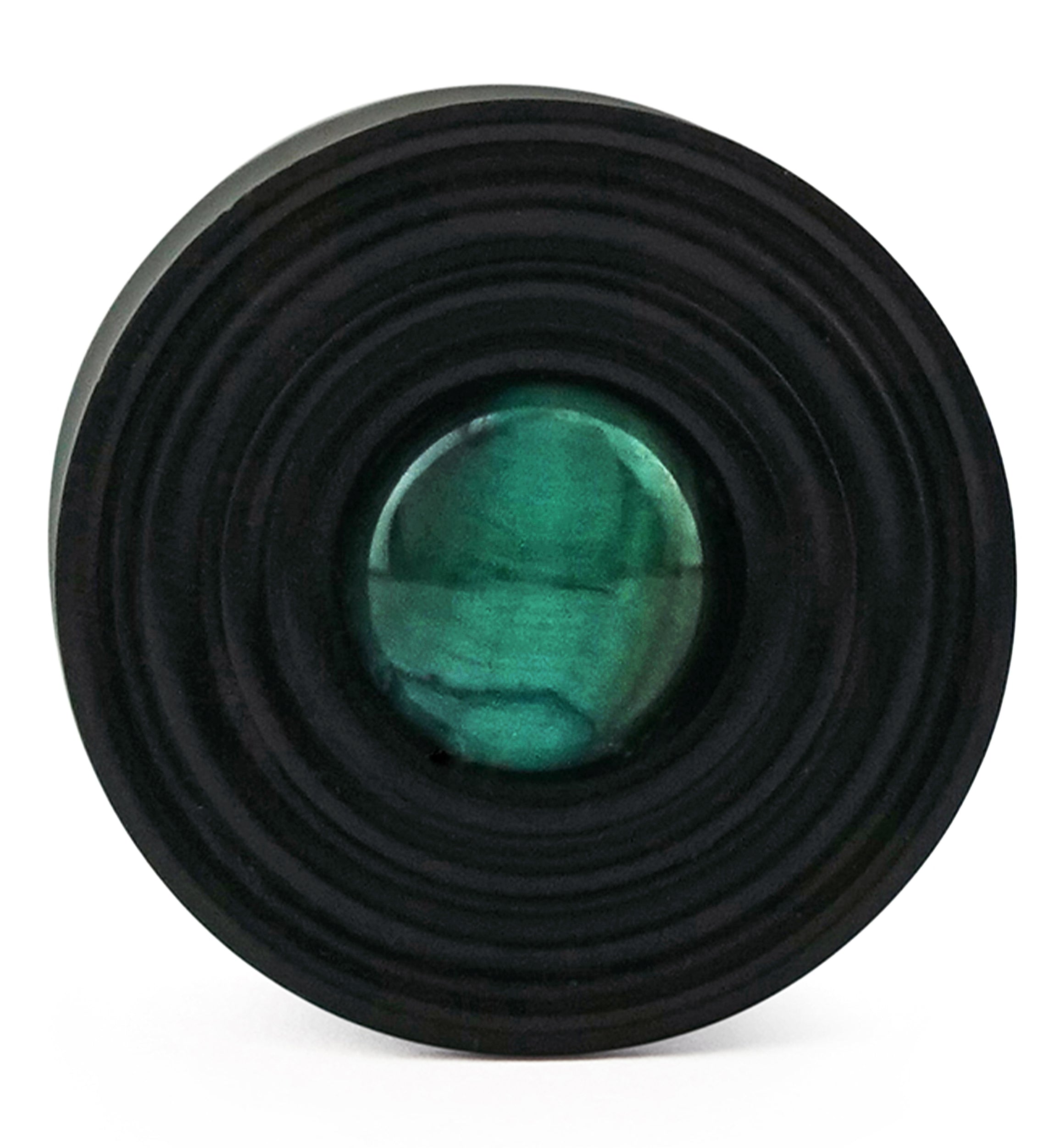Ecliptic Green Tiger Eye Stone Areng Wood Double Flare Plugs