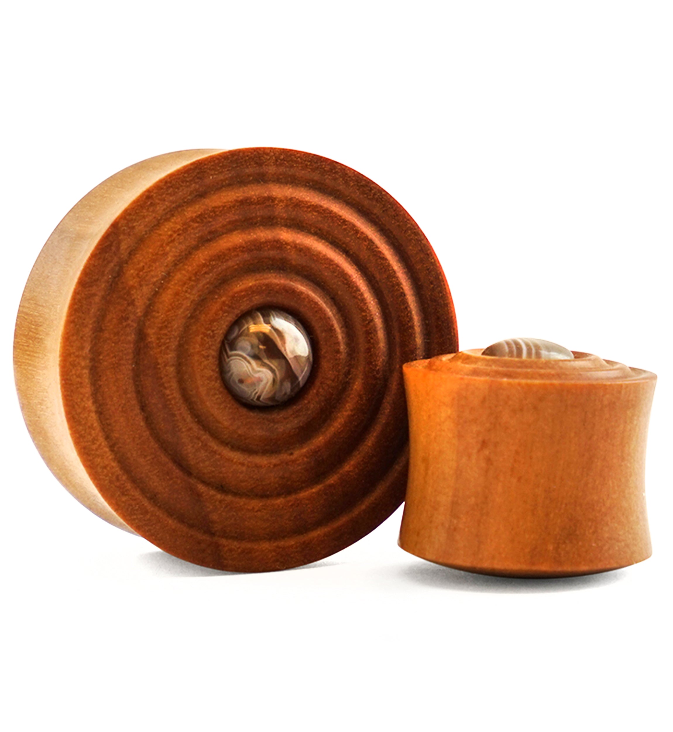 Ecliptic Saba Wood Plugs With Agate Inlay