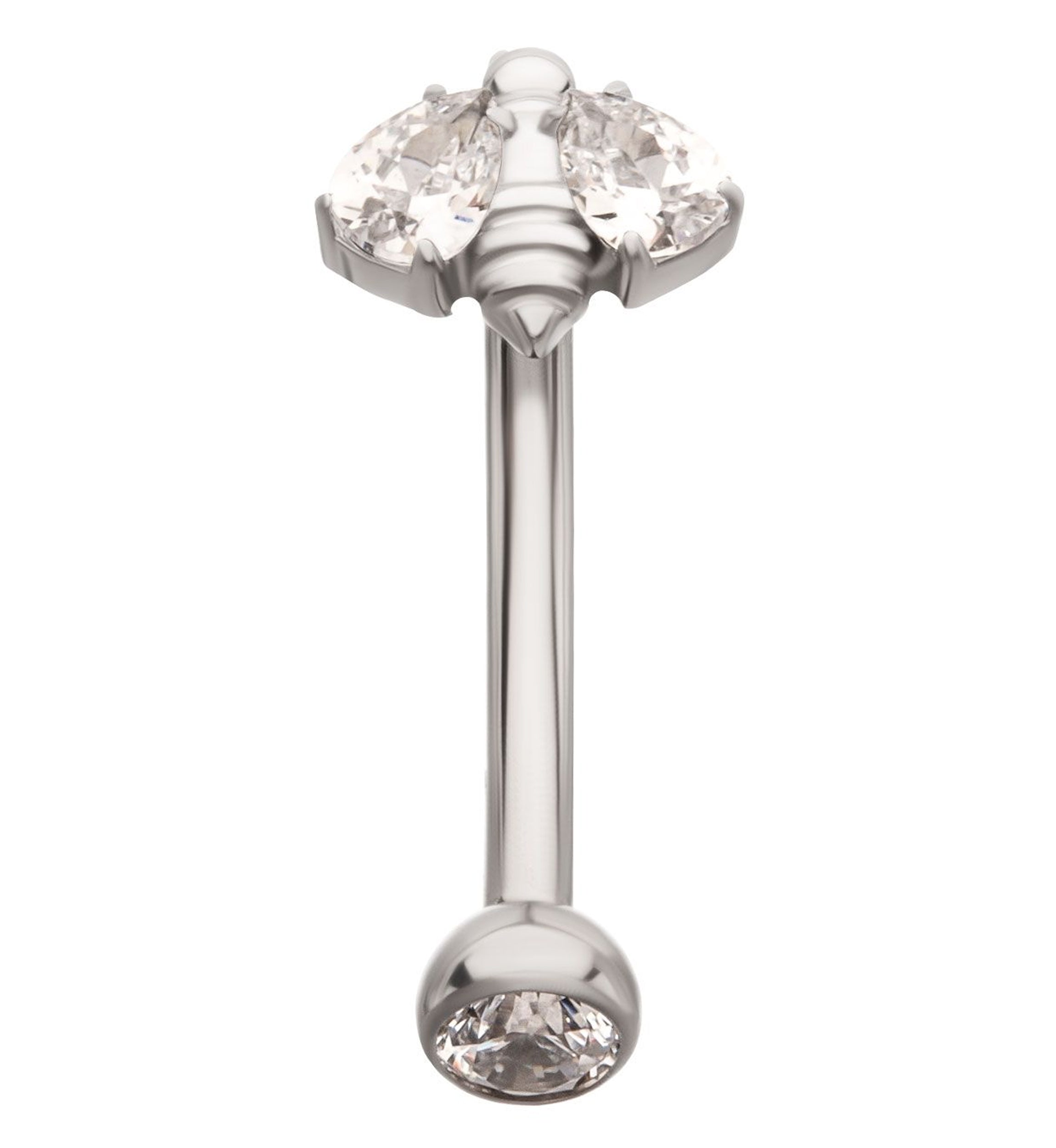 Bee Clear CZ Titanium Internally Threaded Curved Barbell