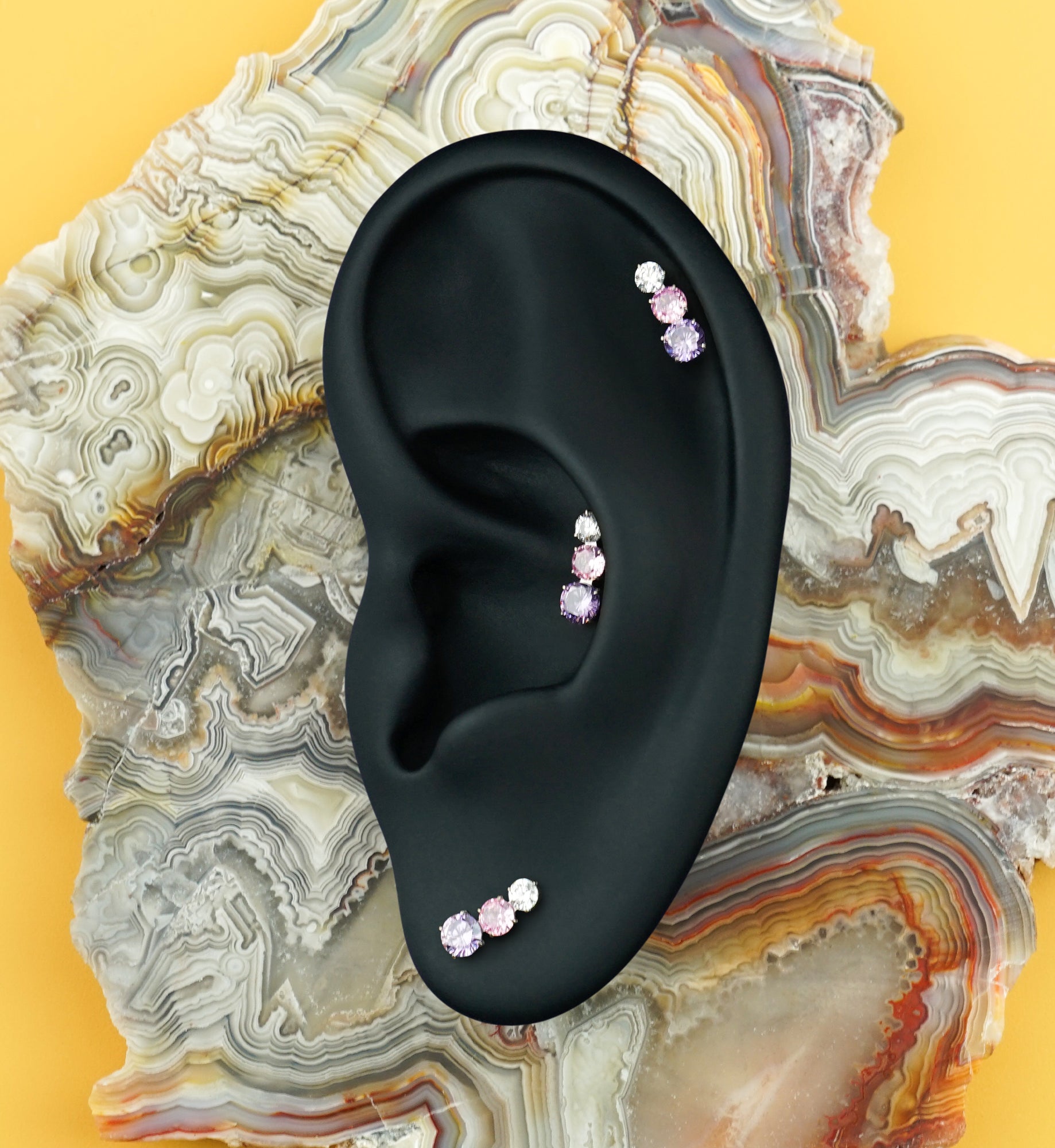 Ellipses Amethyst CZ Titanium Threadless Top