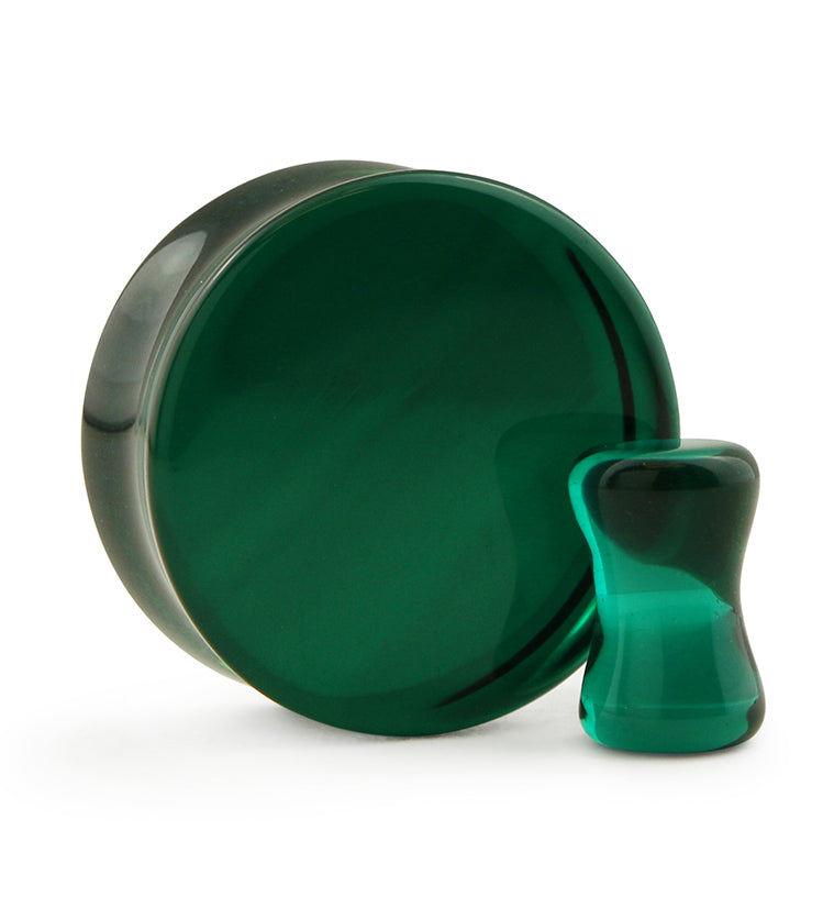 Emerald Green Double Flare Glass Plugs