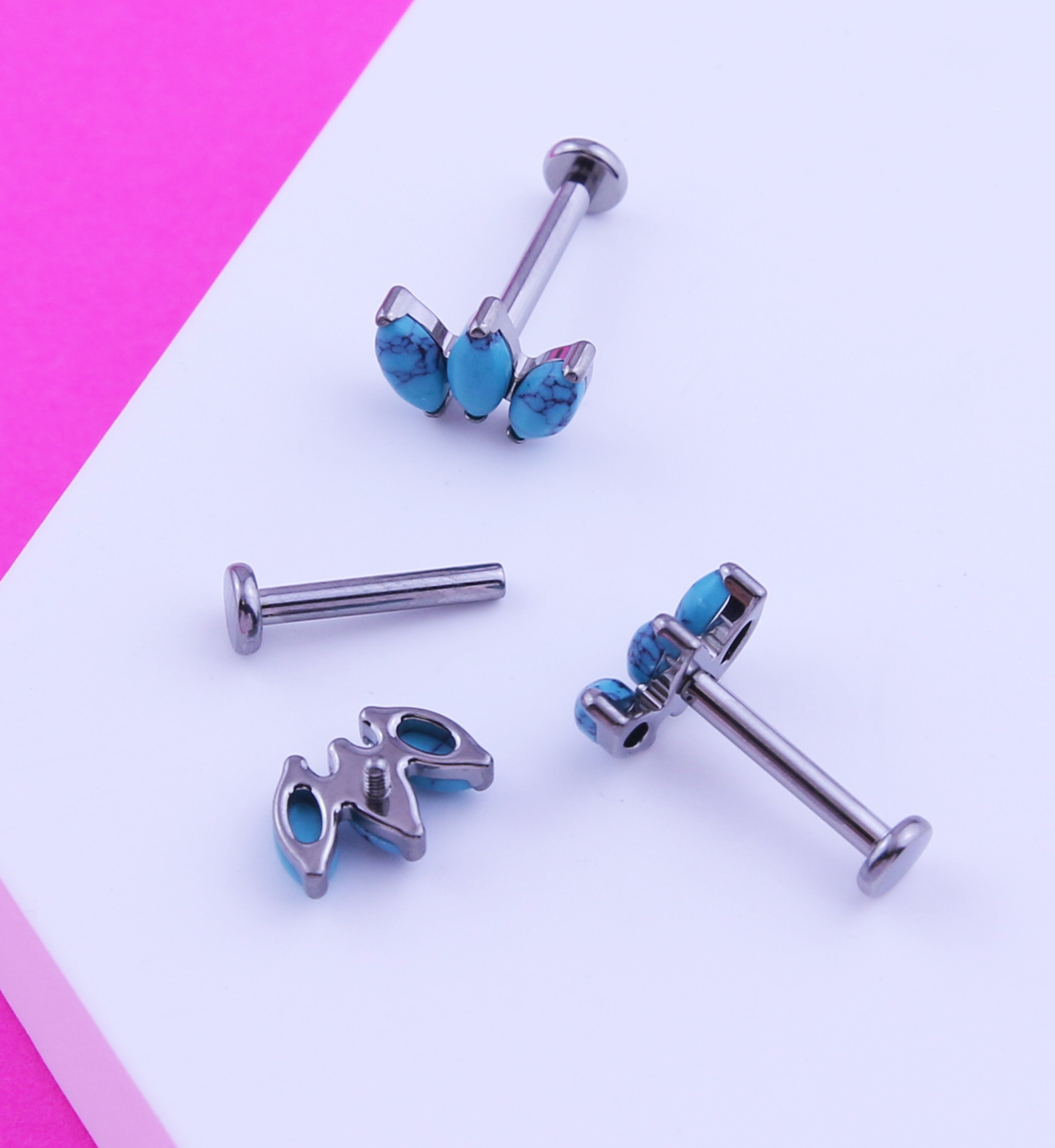 Empress Howlite Turquoise Stone Internally Threaded Titanium Labret