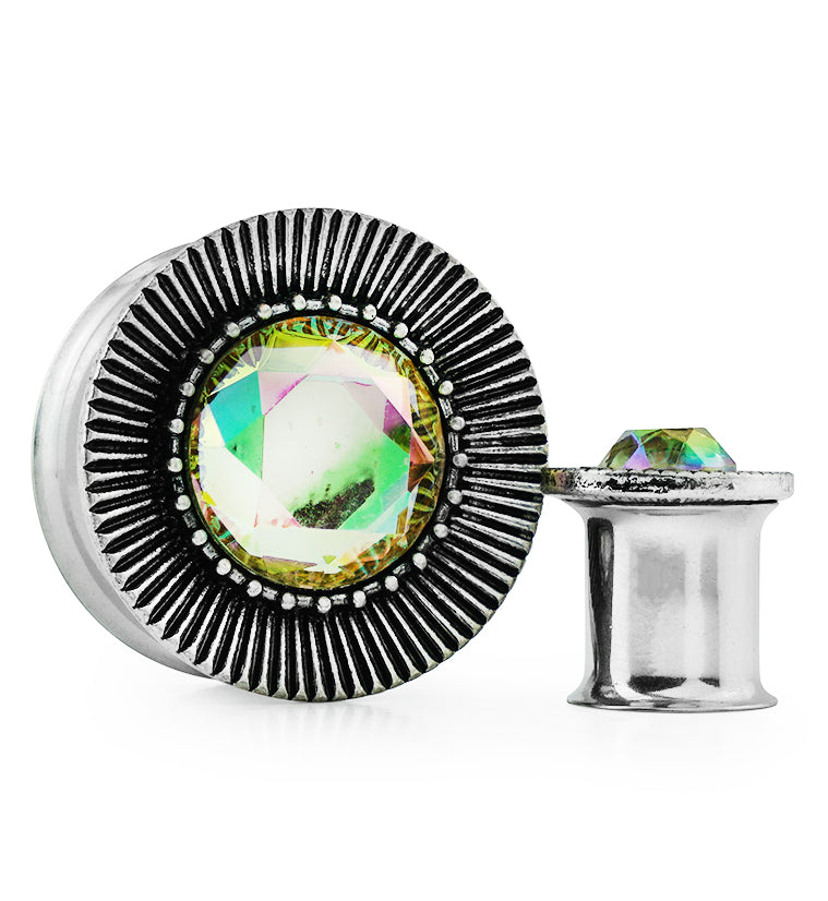 Empyreal Rainbow Aurora CZ Steel Plugs