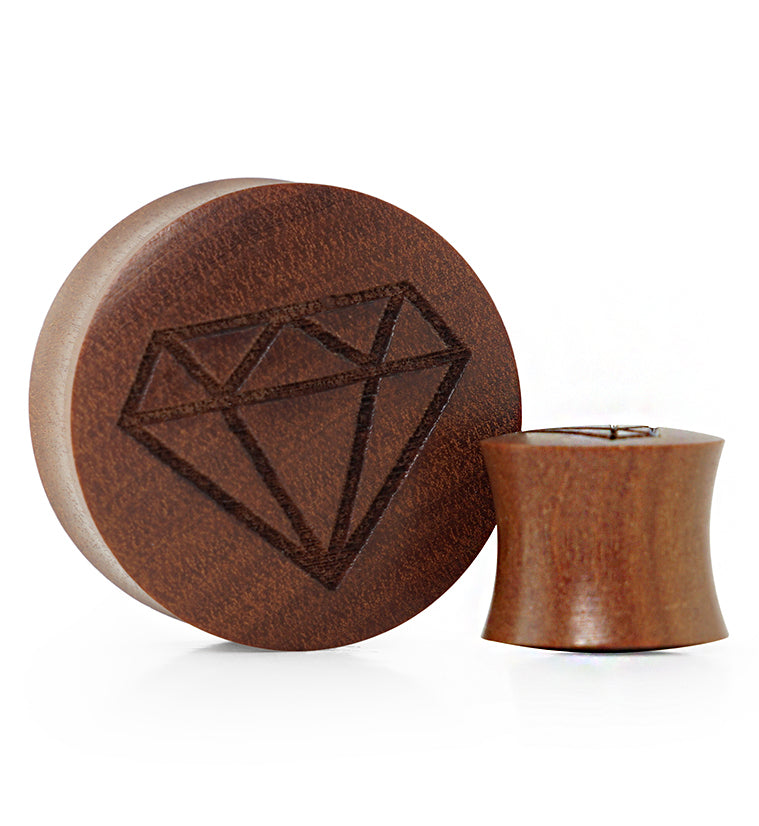 Diamond Engraved Wood Plugs