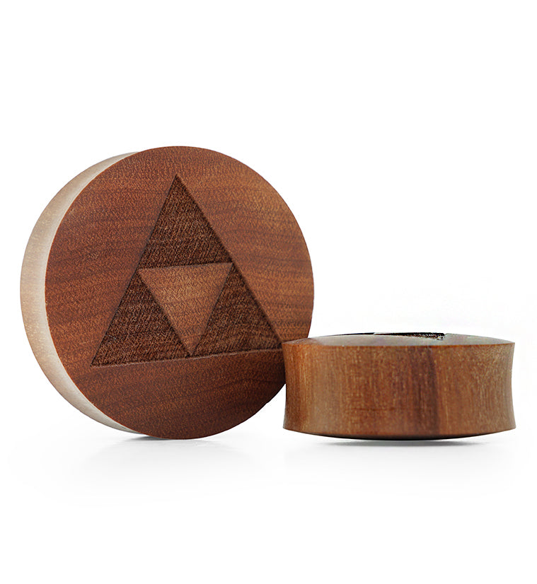 Tri Force Triangle Engraved Wood Plugs