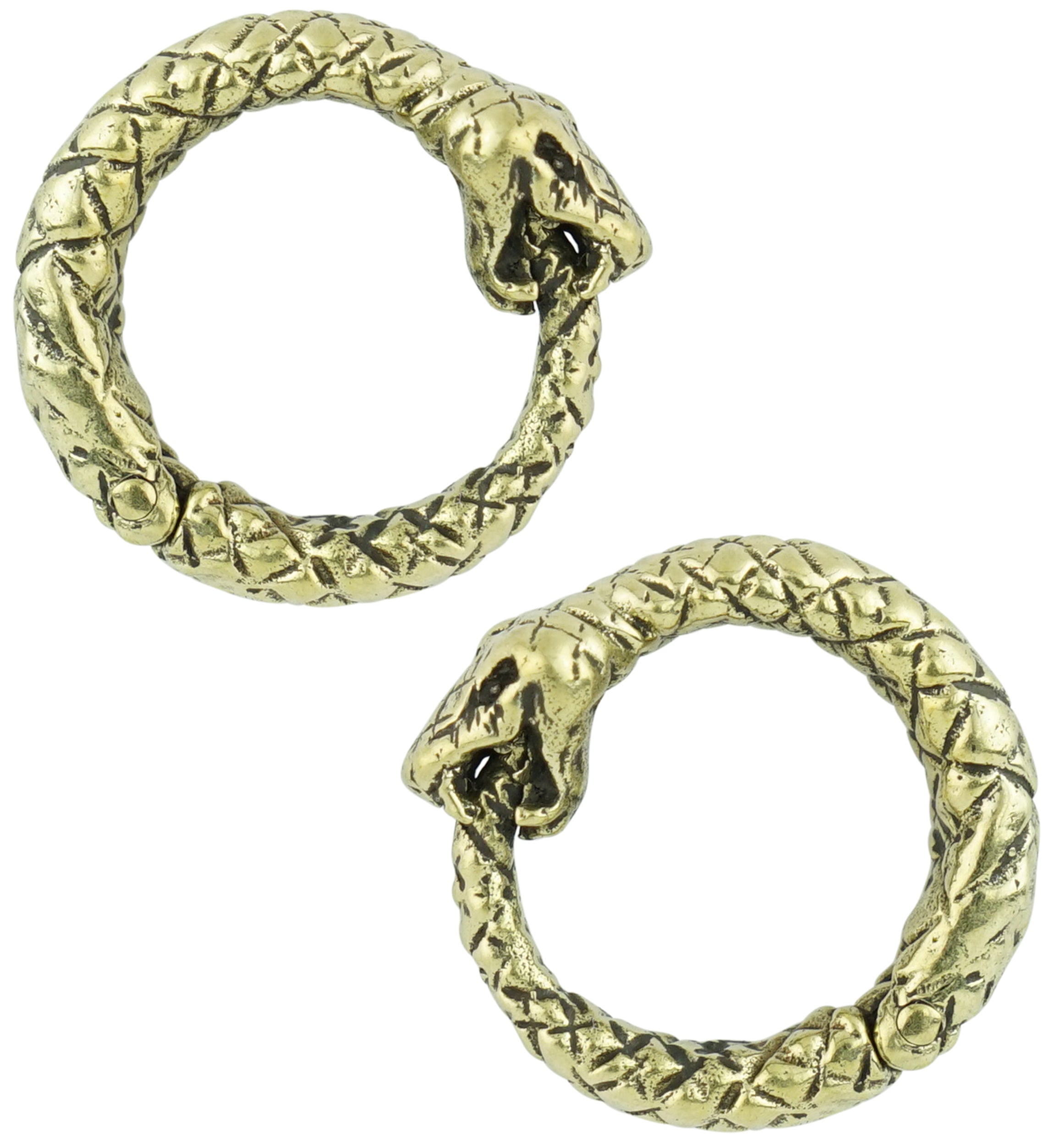 Eternal Snake Brass Hinged Stretched Ear Cuffs
