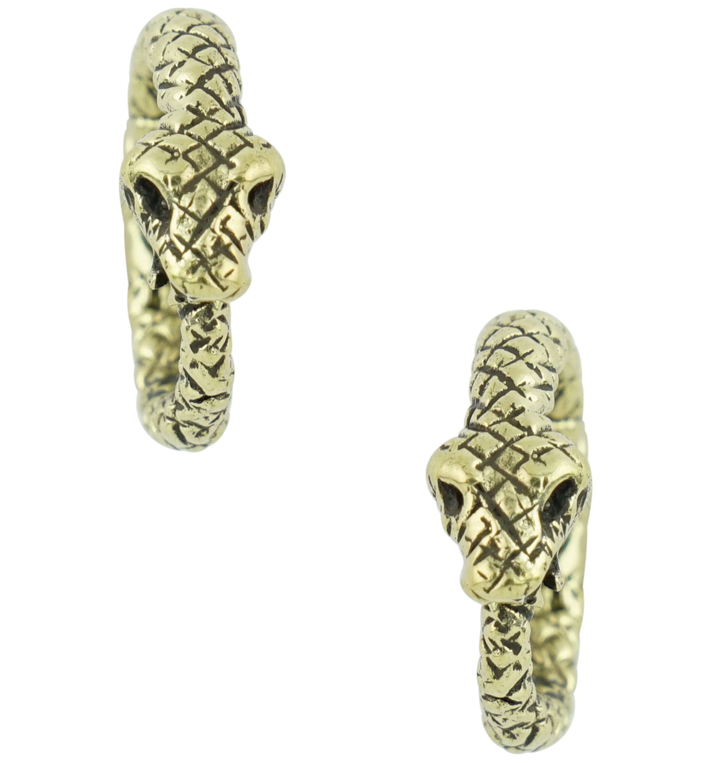 Eternal Snake Brass Hinged Stretched Ear Cuffs