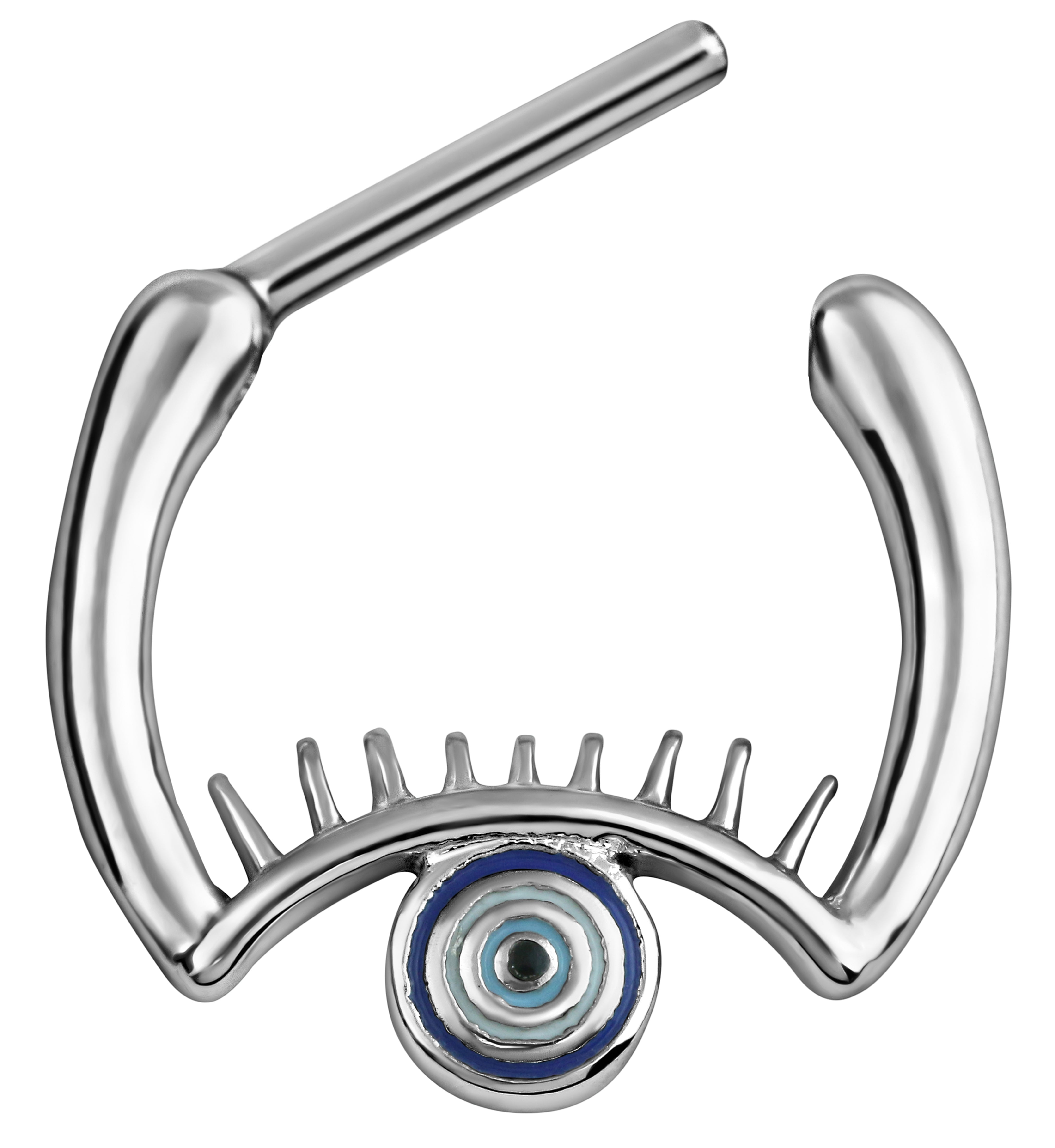Evil Eye Stainless Steel Straight Hinged Segment Ring