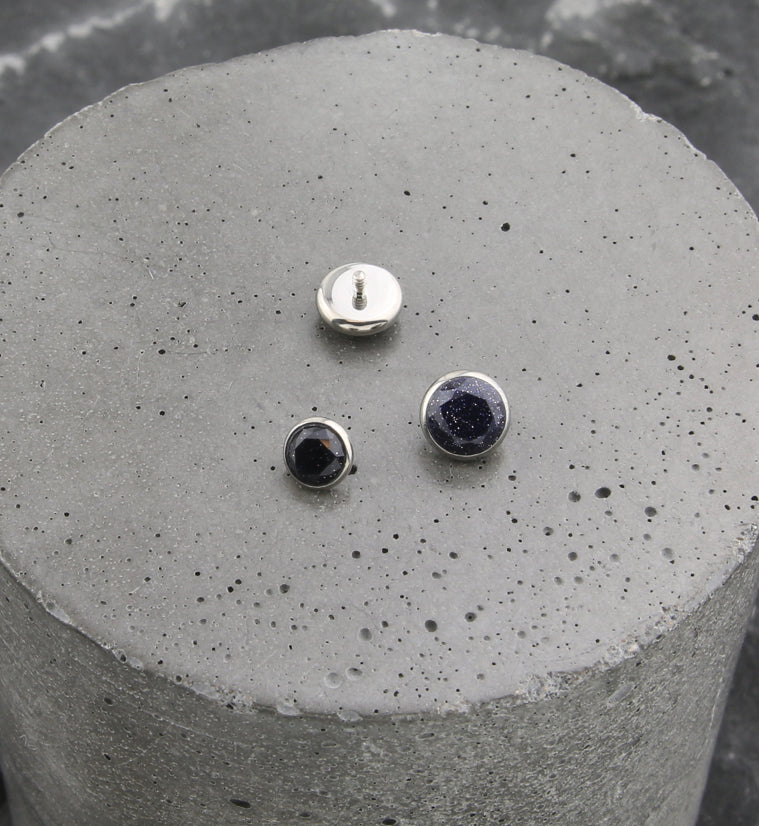 Faceted Blue Sandstone Titanium Internally Threaded Top