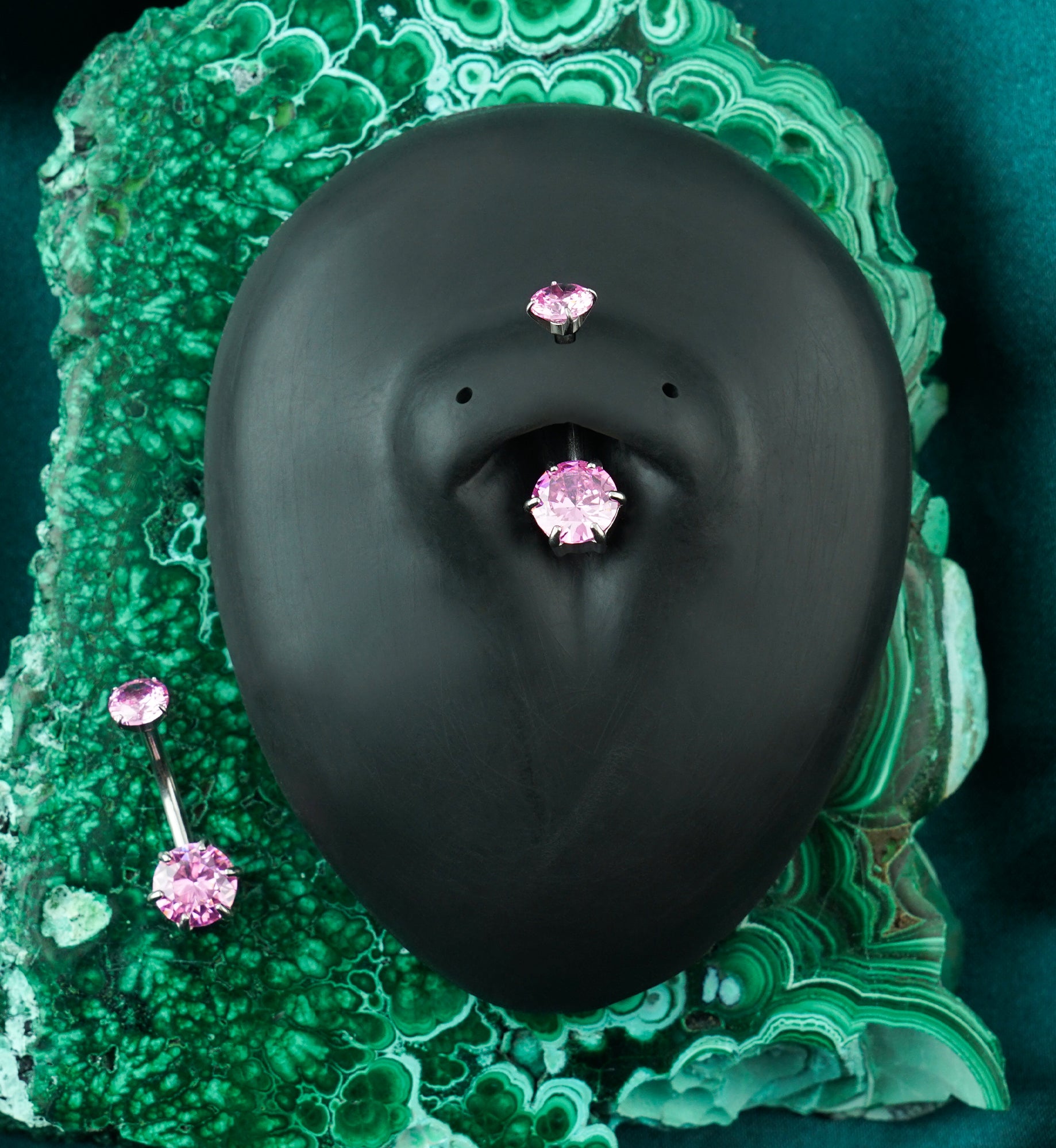 Faceted Pink CZ Stainless Steel Internally Threaded Belly Button Ring